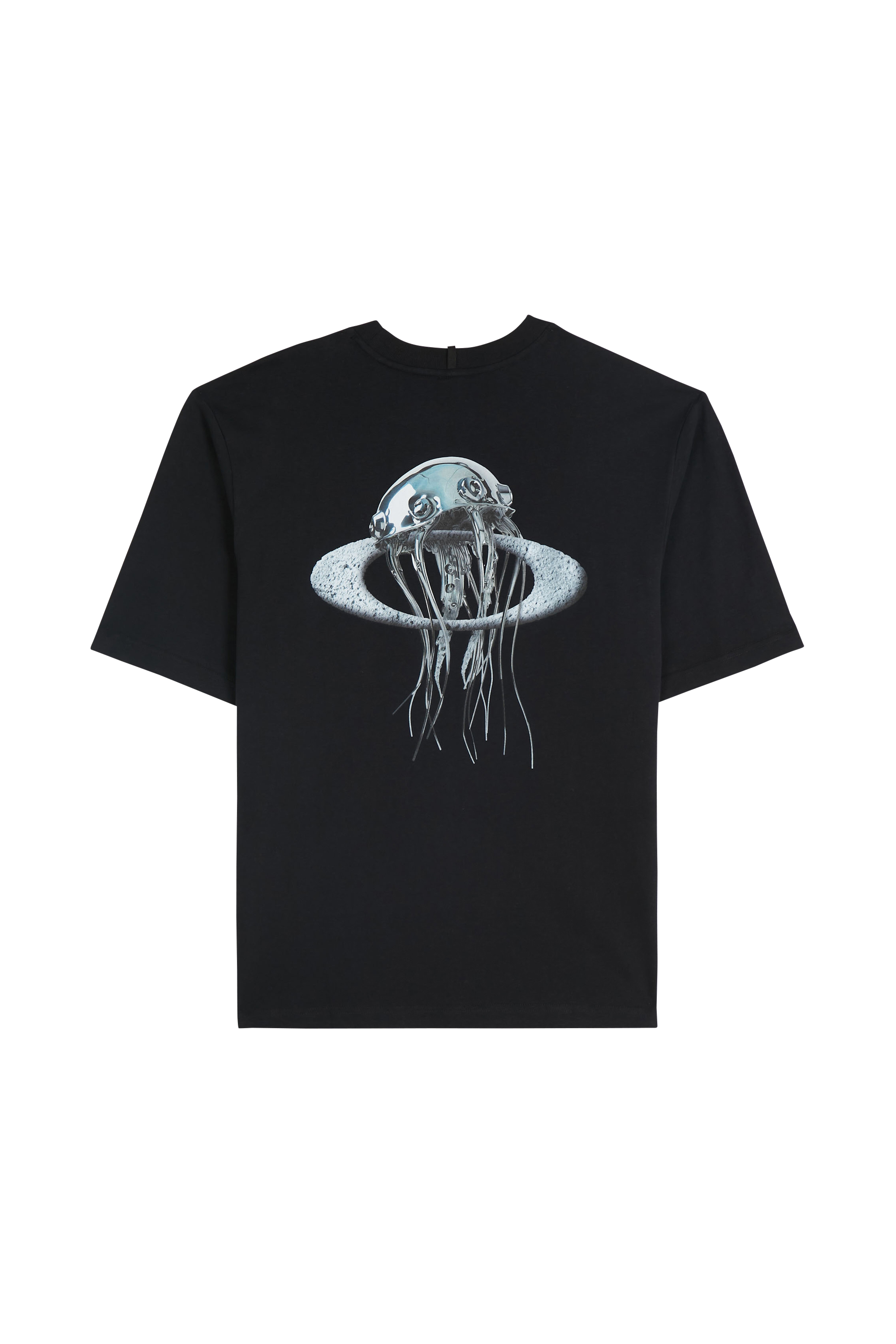 Regular-fit round-neck cotton T-shirt Black