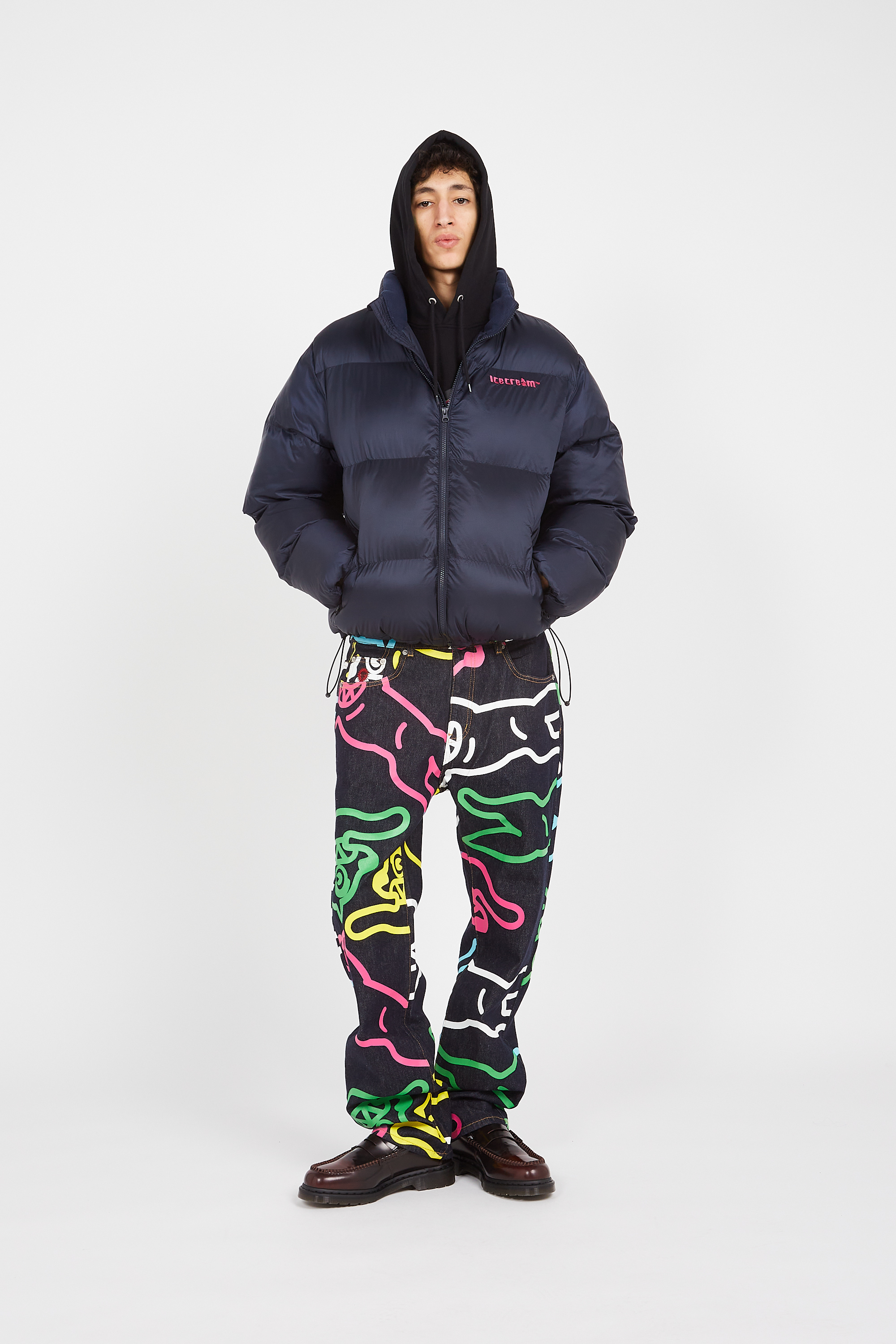 Lightweight quilted padded jacket with high neck Blue