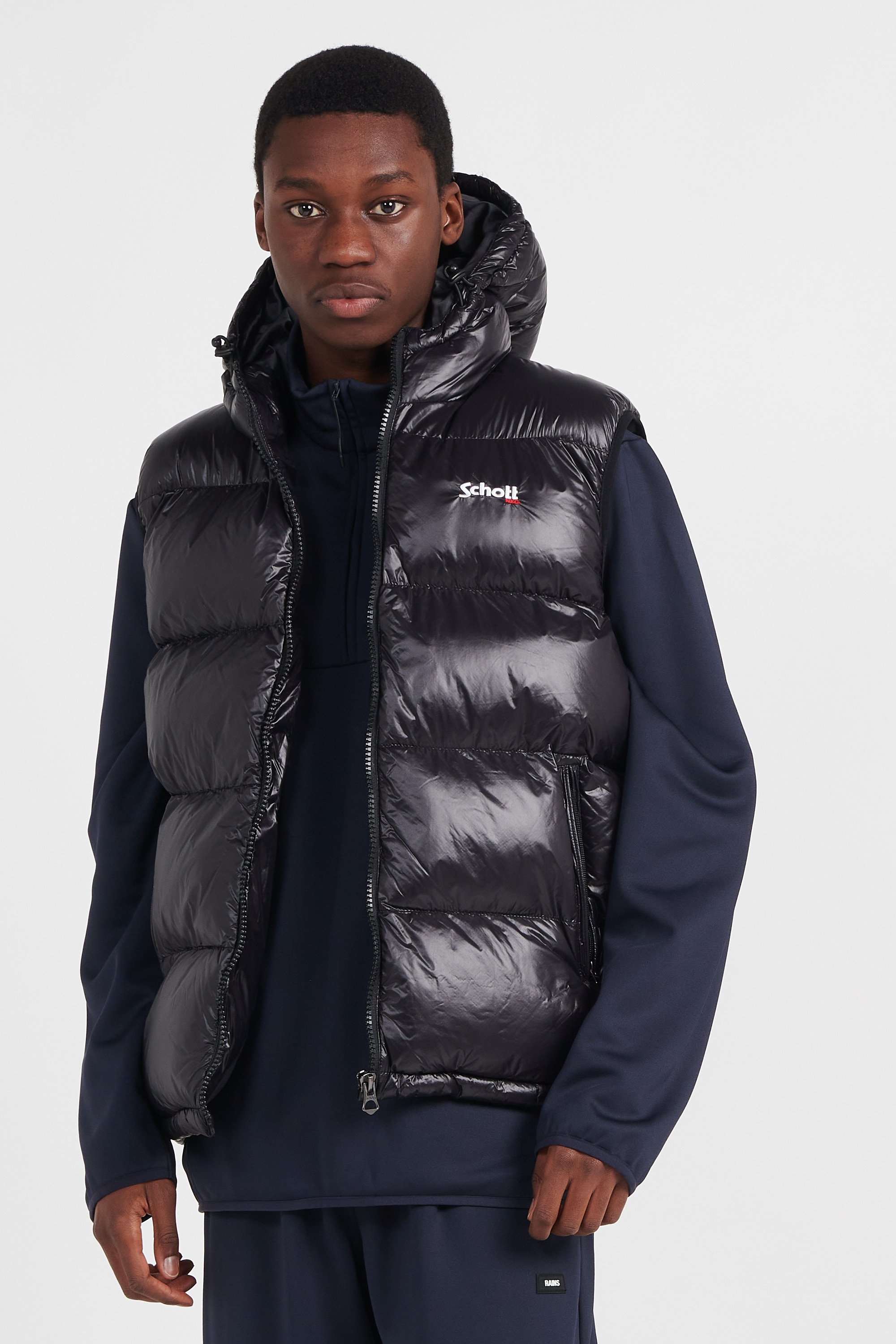 Lightweight quilted padded jacket with high neck Black
