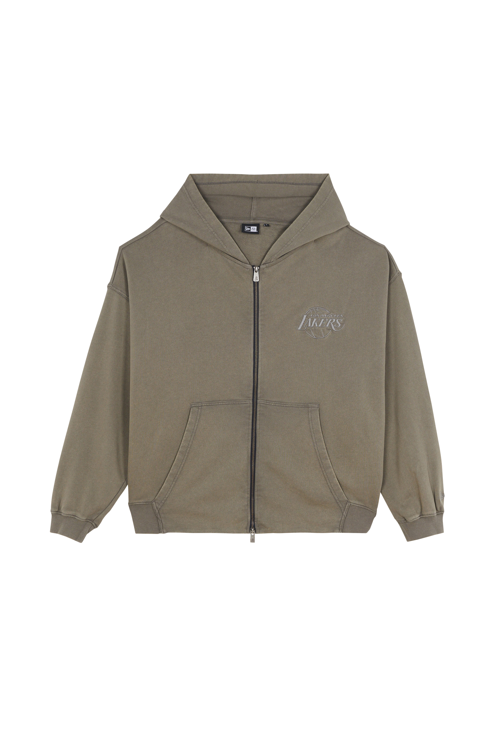 Regular-fit zip-up cotton-blend hoodie with Pony Player Grey