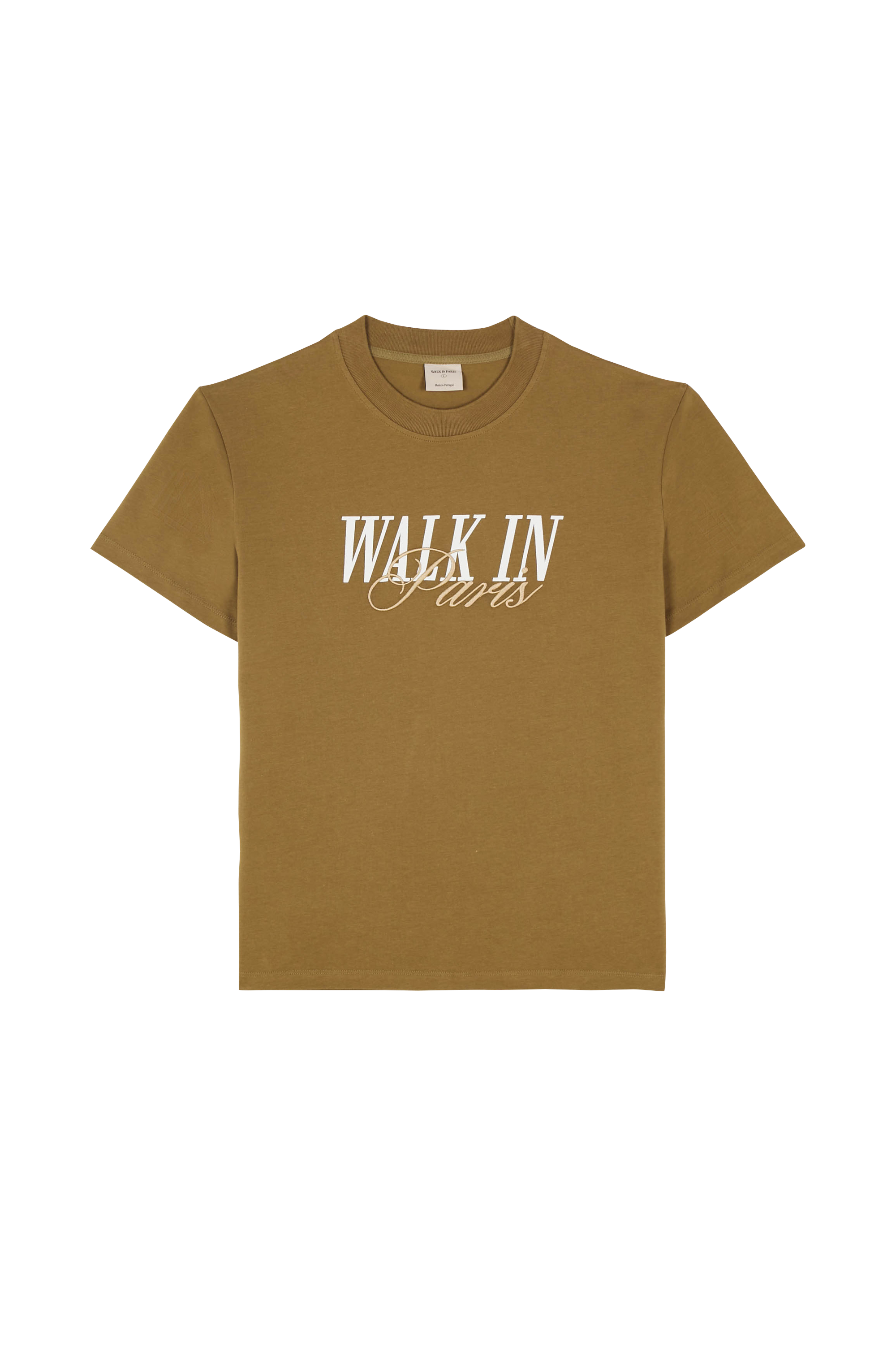 Regular-fit round-neck cotton T-shirt Brown