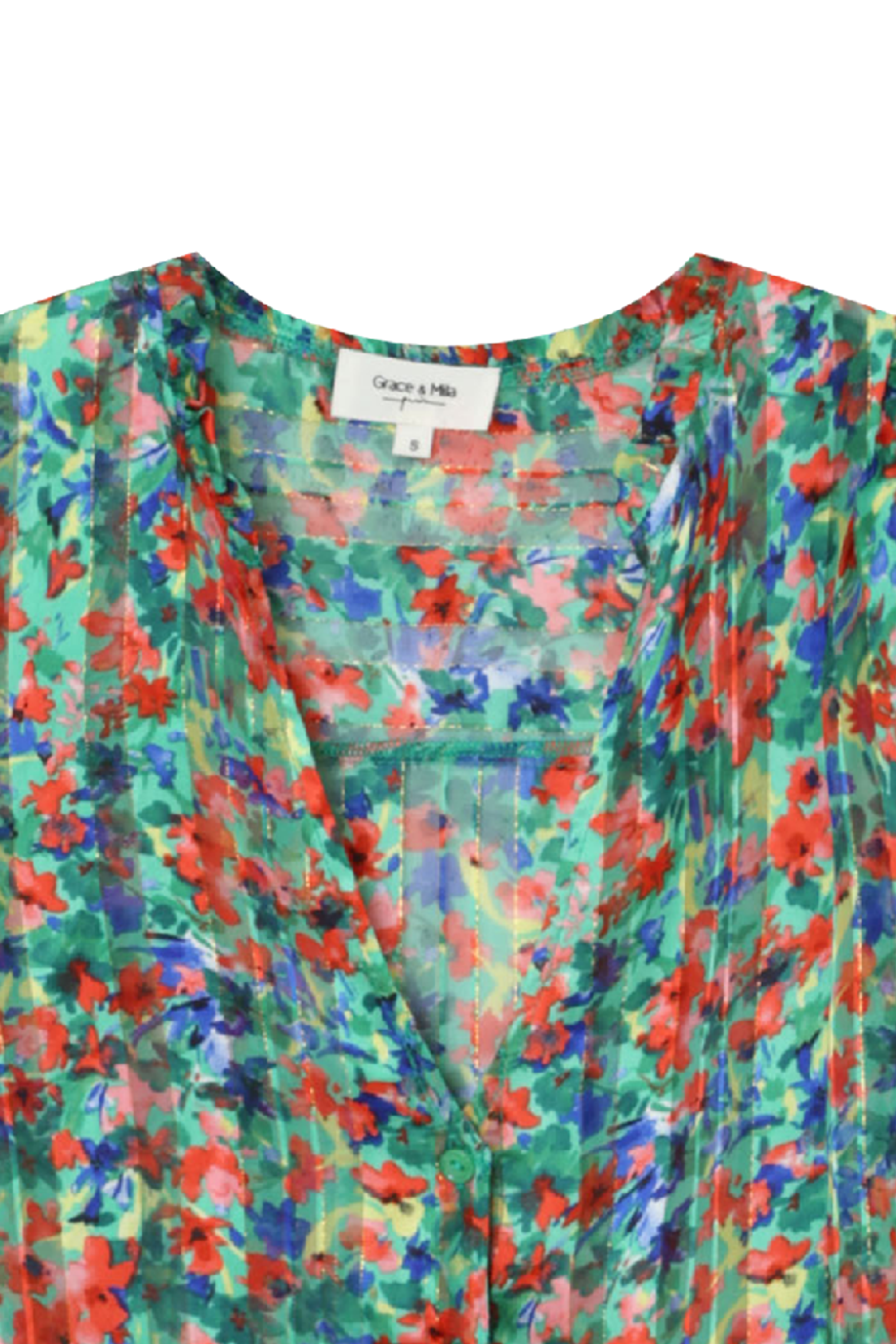 Printed V-neck shirt Green