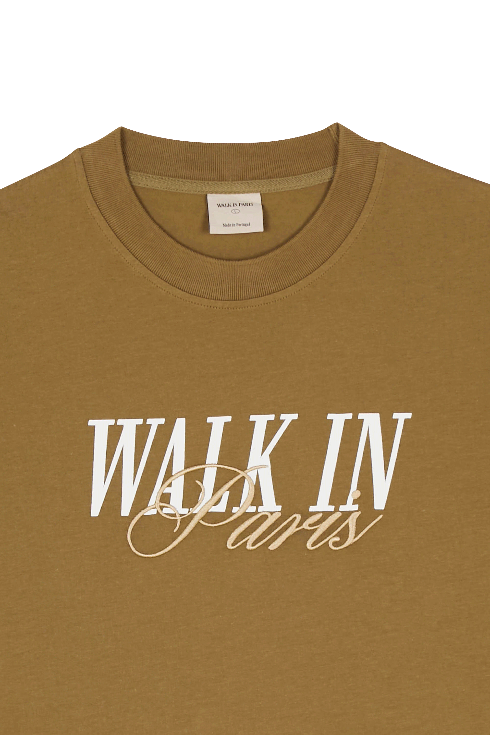 Regular-fit round-neck cotton T-shirt Brown