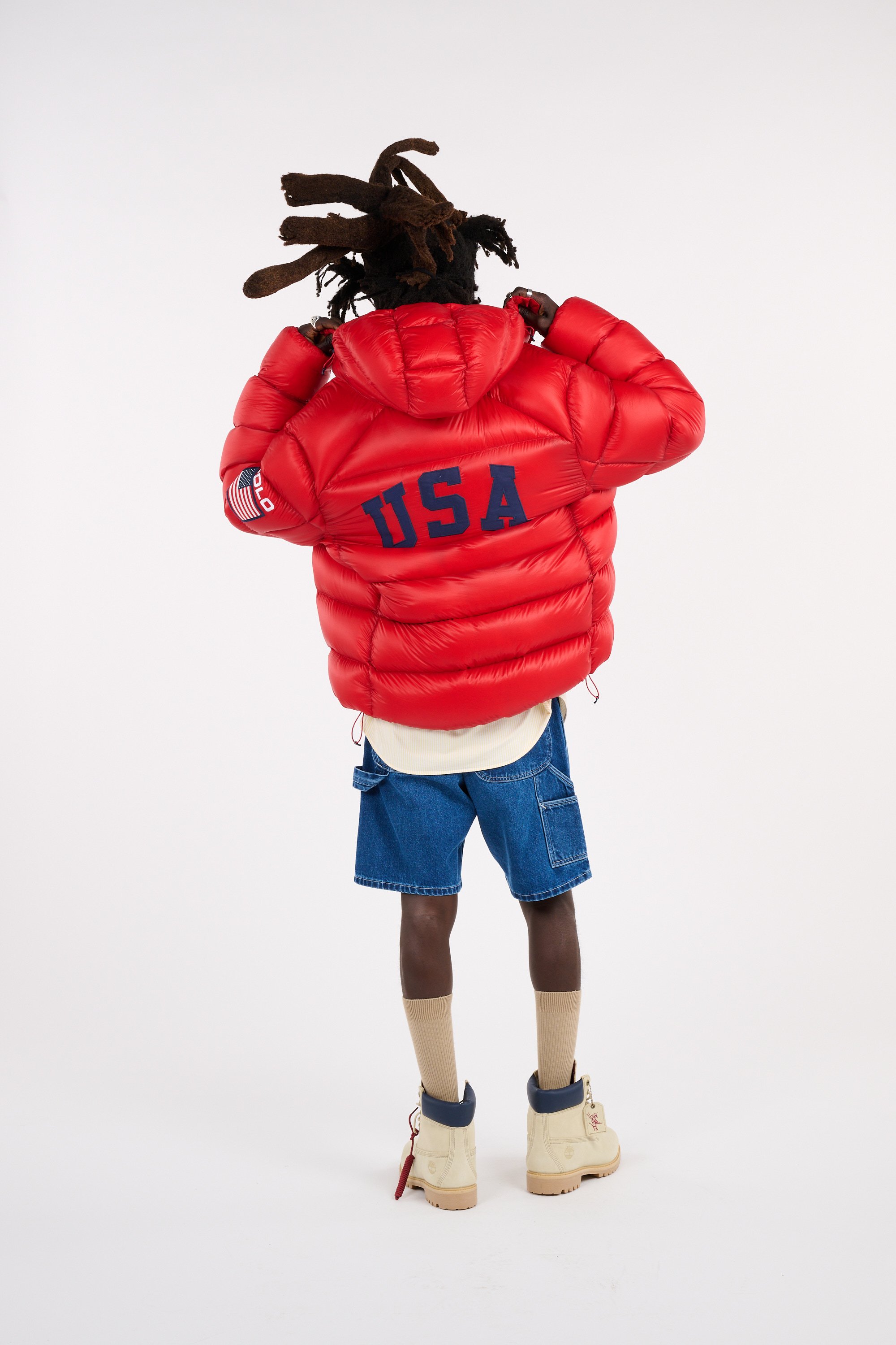 Lightweight quilted padded jacket with high neck Red