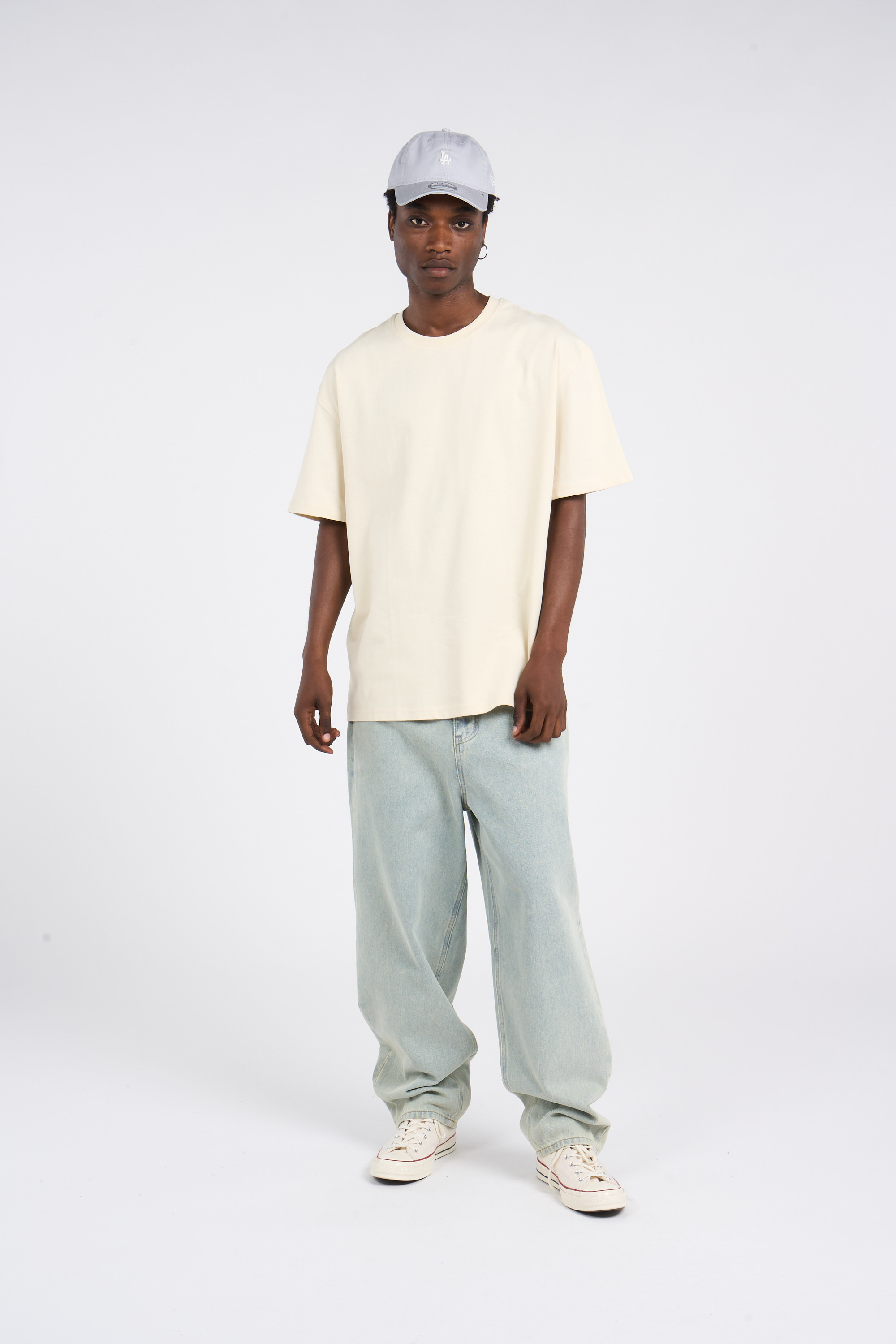 Regular-fit round-neck cotton T-shirt Beige