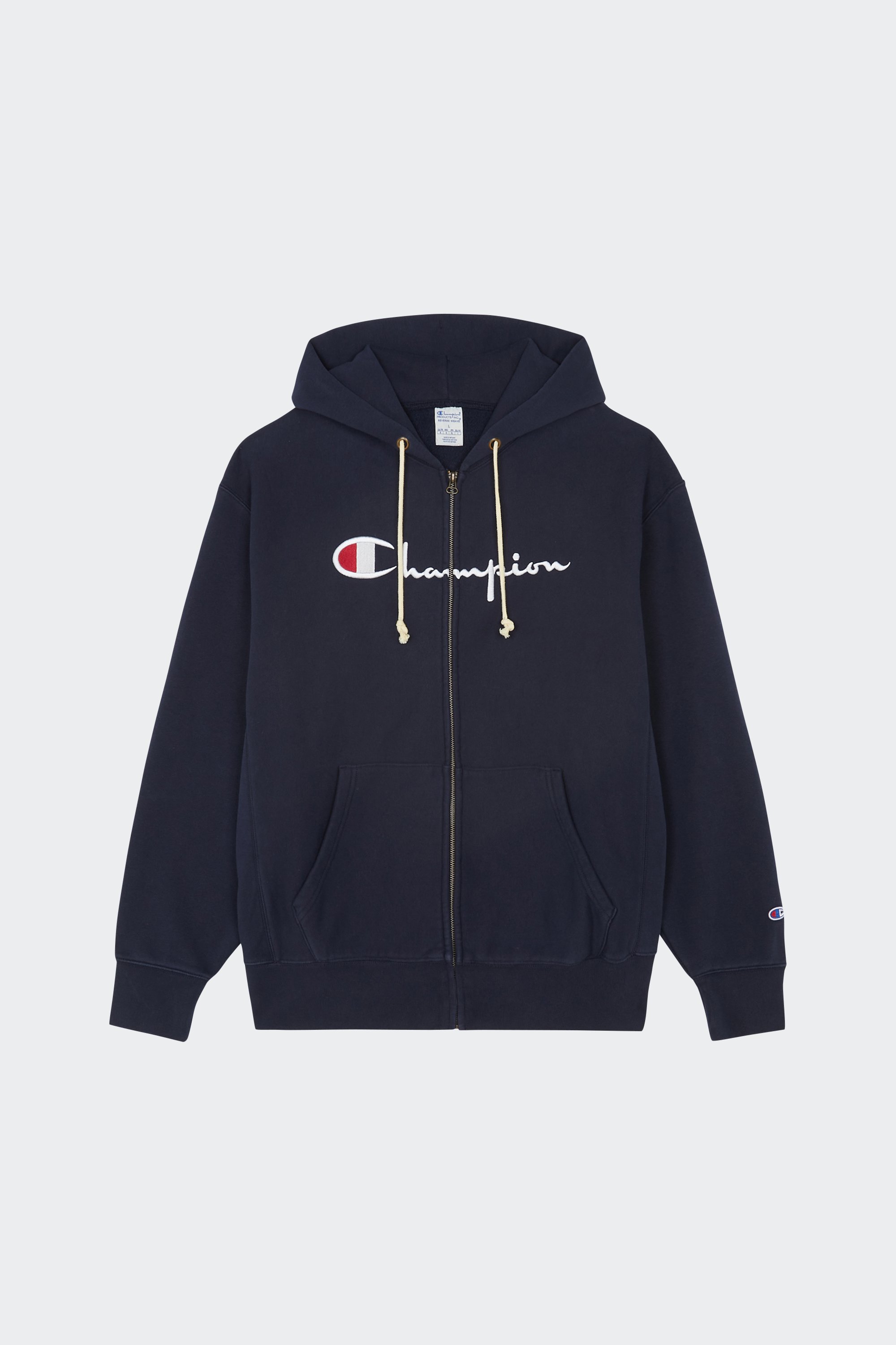 Regular-fit zip-up cotton-blend hoodie with Pony Player | Blue by CHAMPION Regular-fit zip-up cotton-blend hoodie with Pony Player Blue