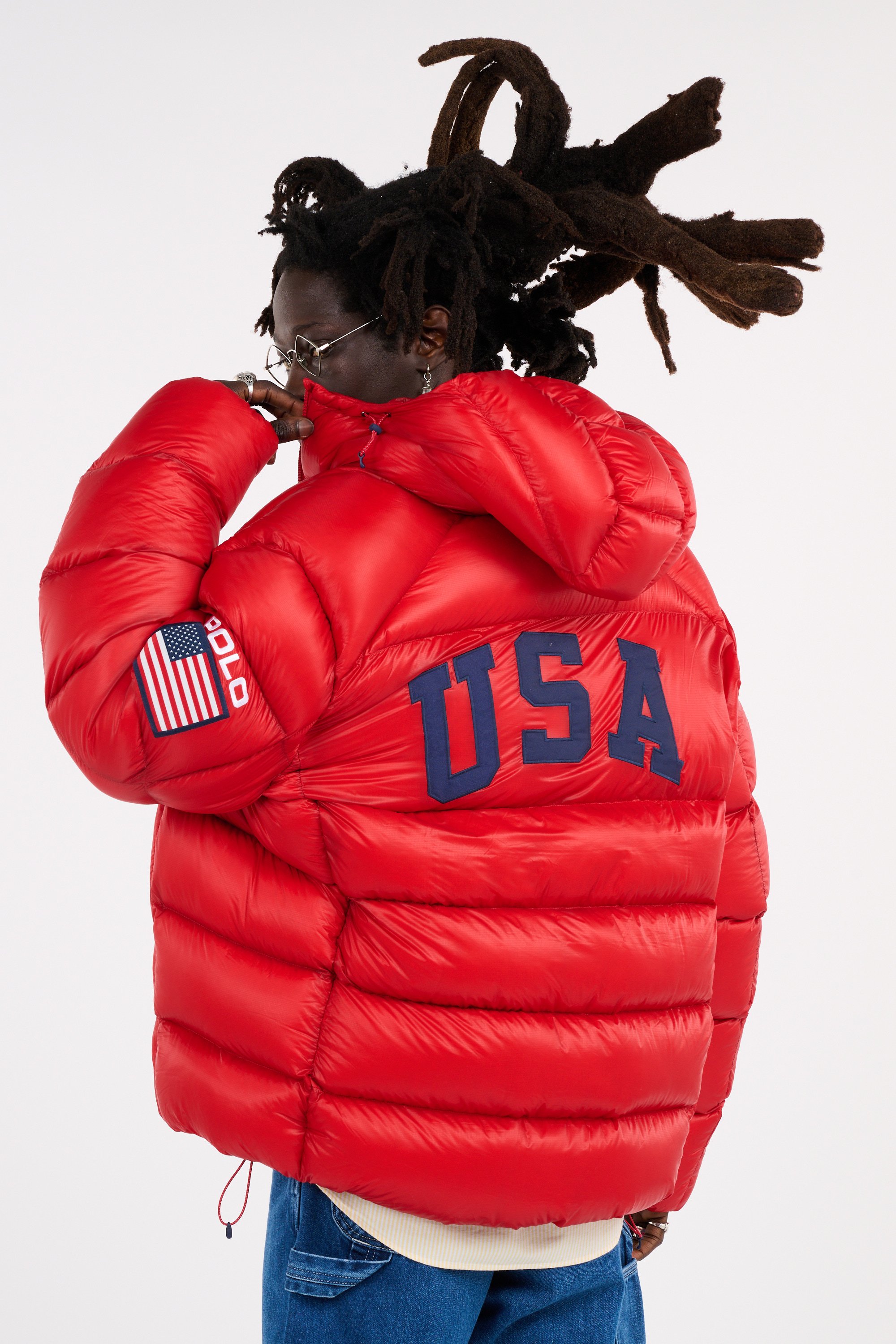 Lightweight quilted padded jacket with high neck Red