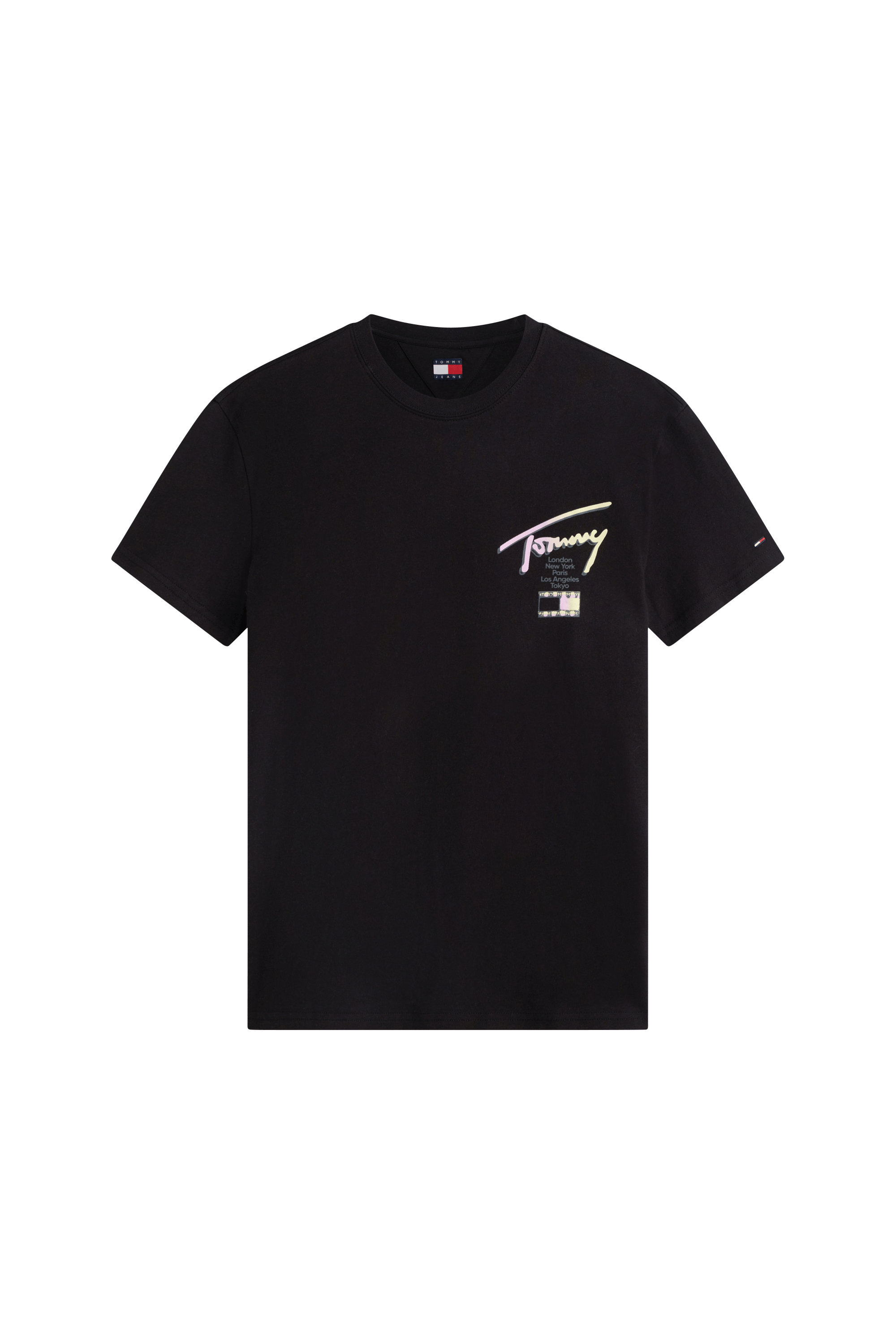 Regular-fit round-neck cotton T-shirt REG CITY SIGN Black