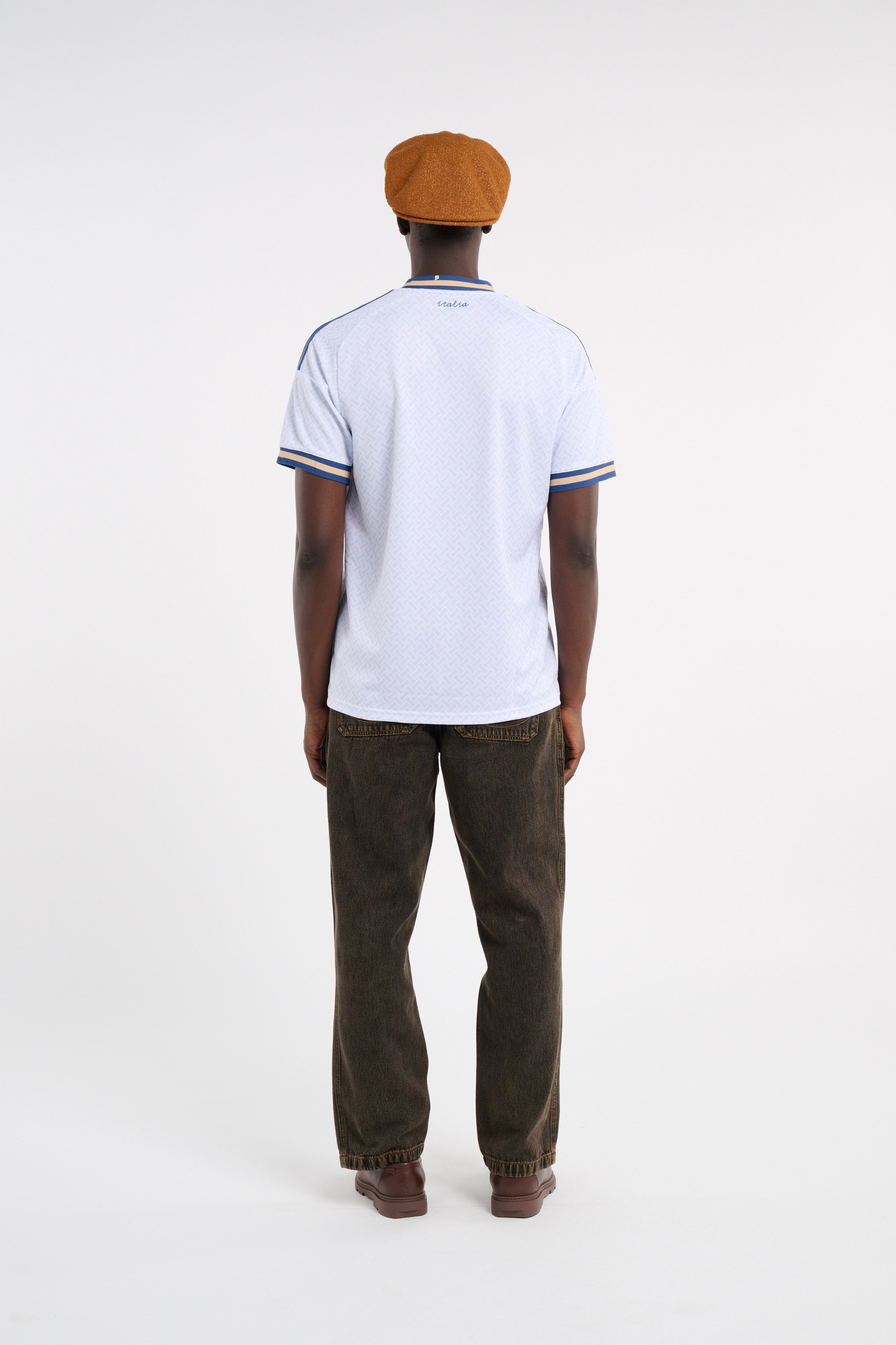 Straight V-neck T-shirt Blue