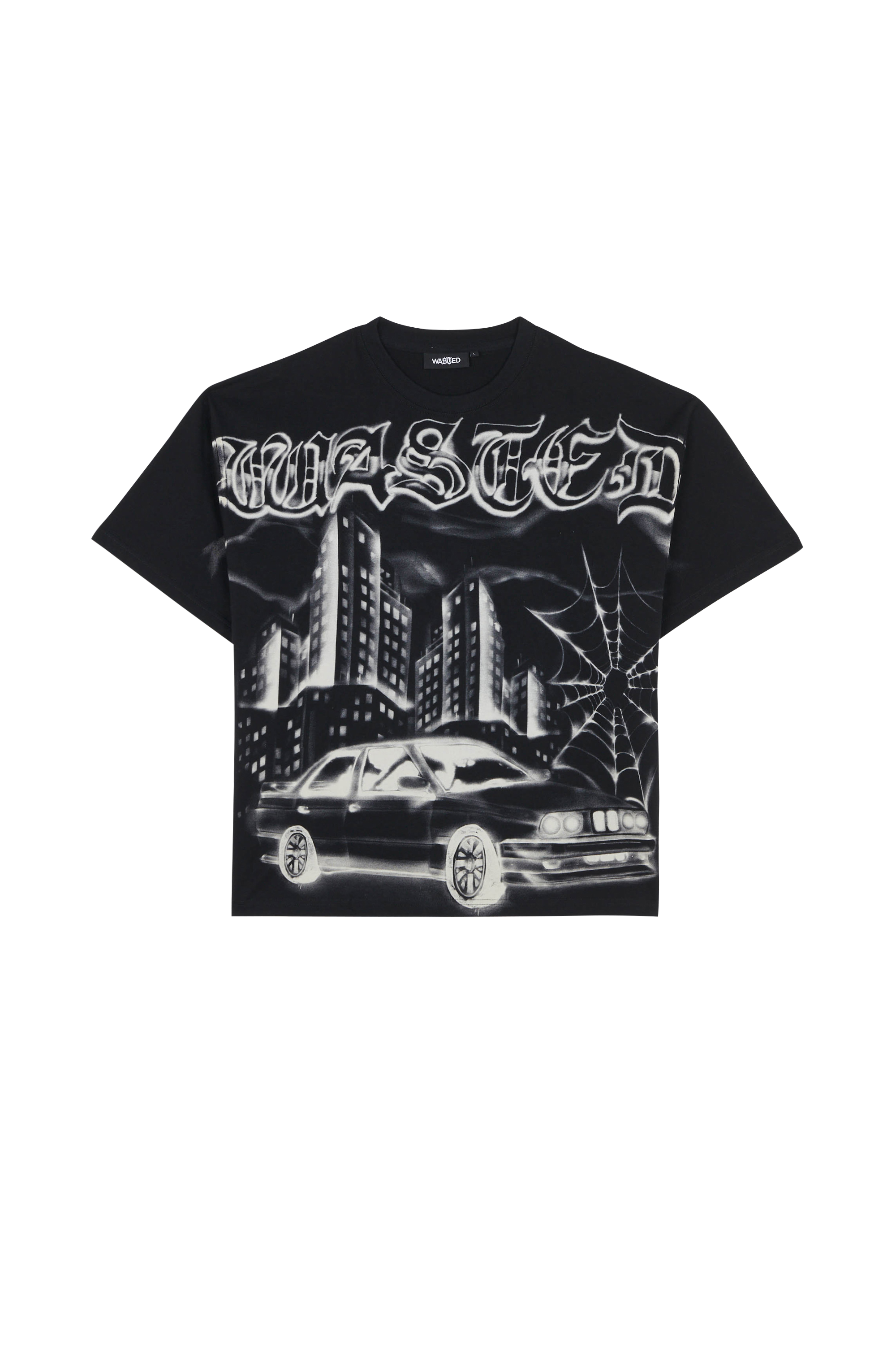Regular-fit round-neck cotton T-shirt Black