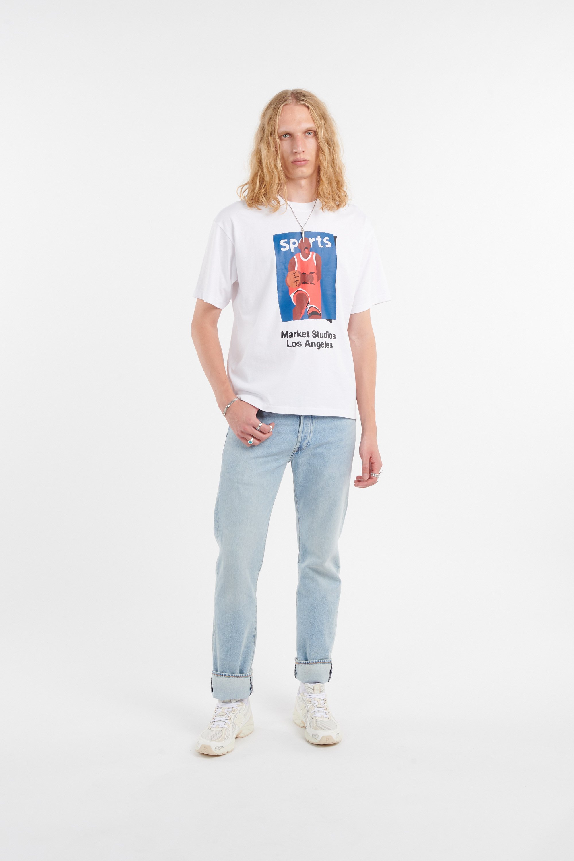 Regular-fit round-neck cotton T-shirt MARKET White