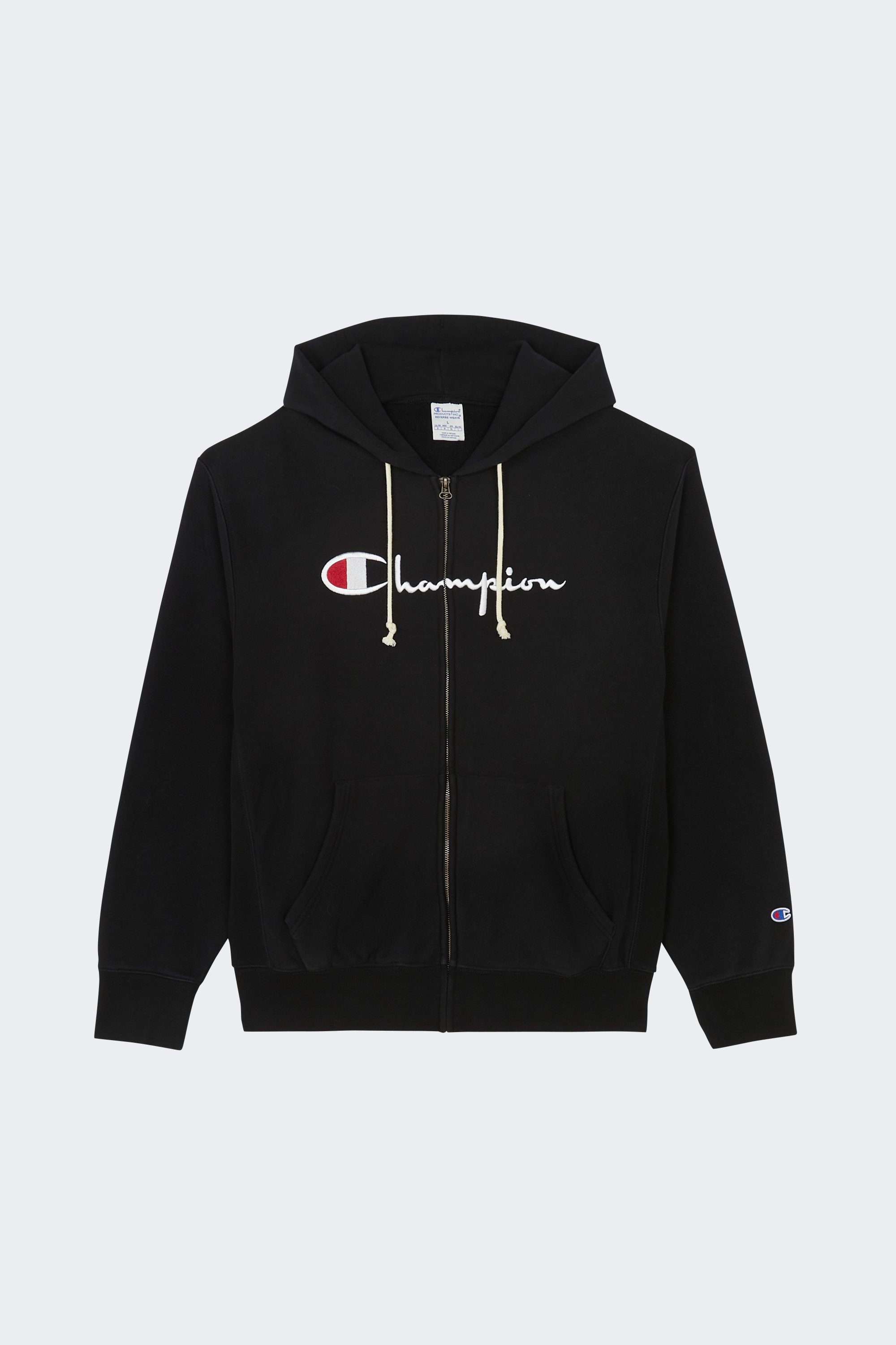 Regular-fit zip-up cotton-blend hoodie with Pony Player | Black by CHAMPION Regular-fit zip-up cotton-blend hoodie with Pony Player Black