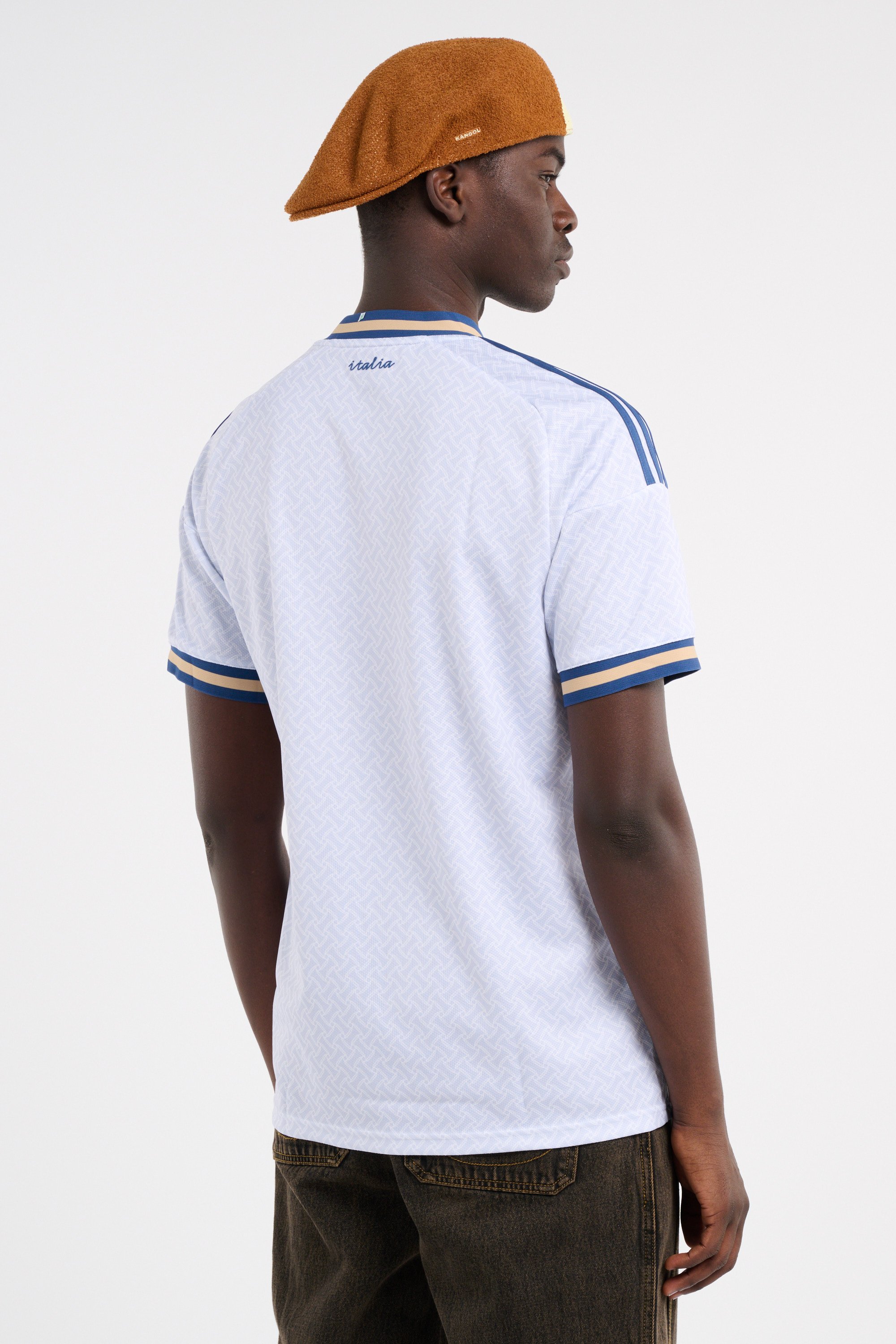 Straight V-neck T-shirt Blue