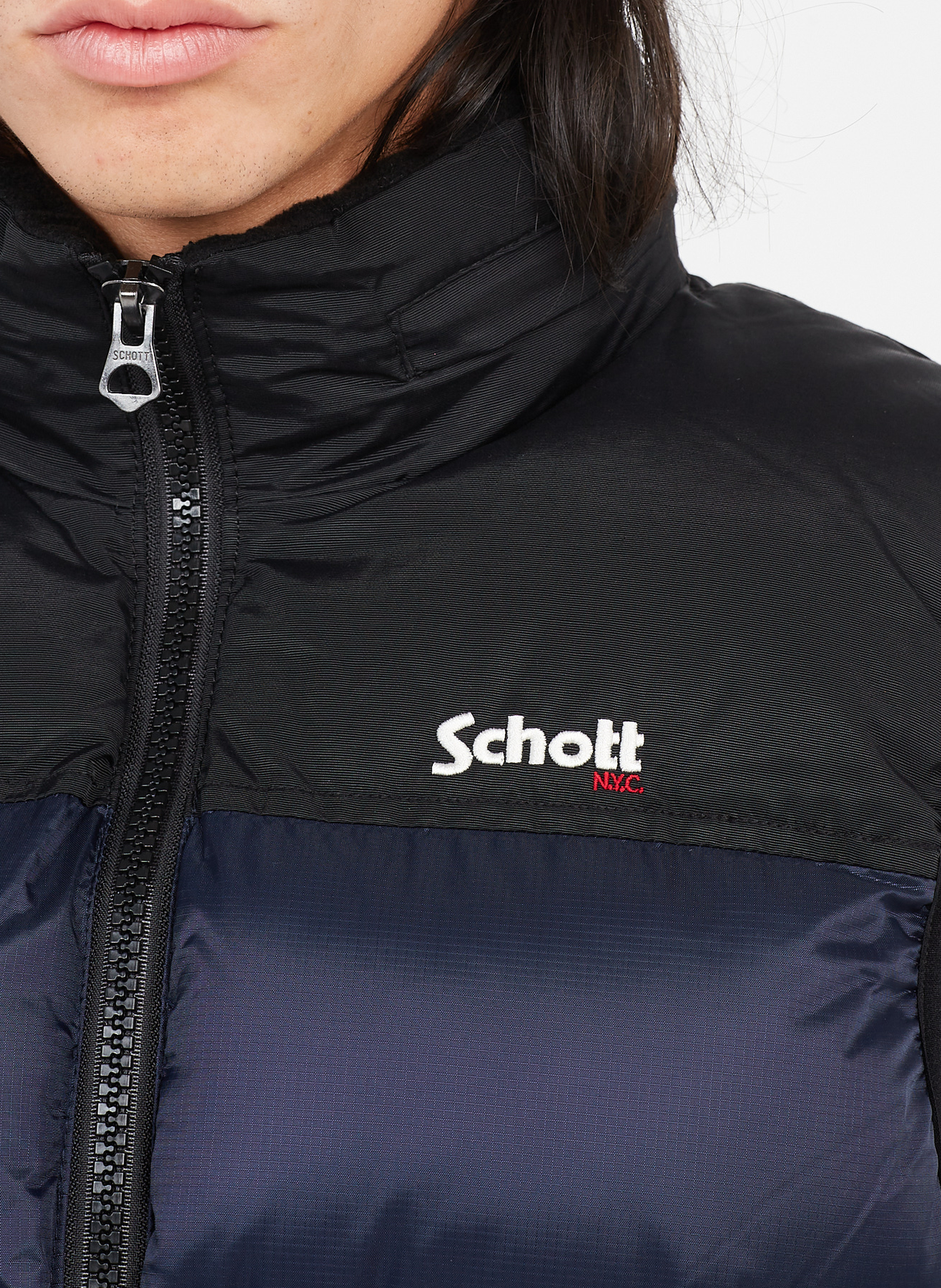 Doudoune col montant droite sans manches SCHOTT Bleu