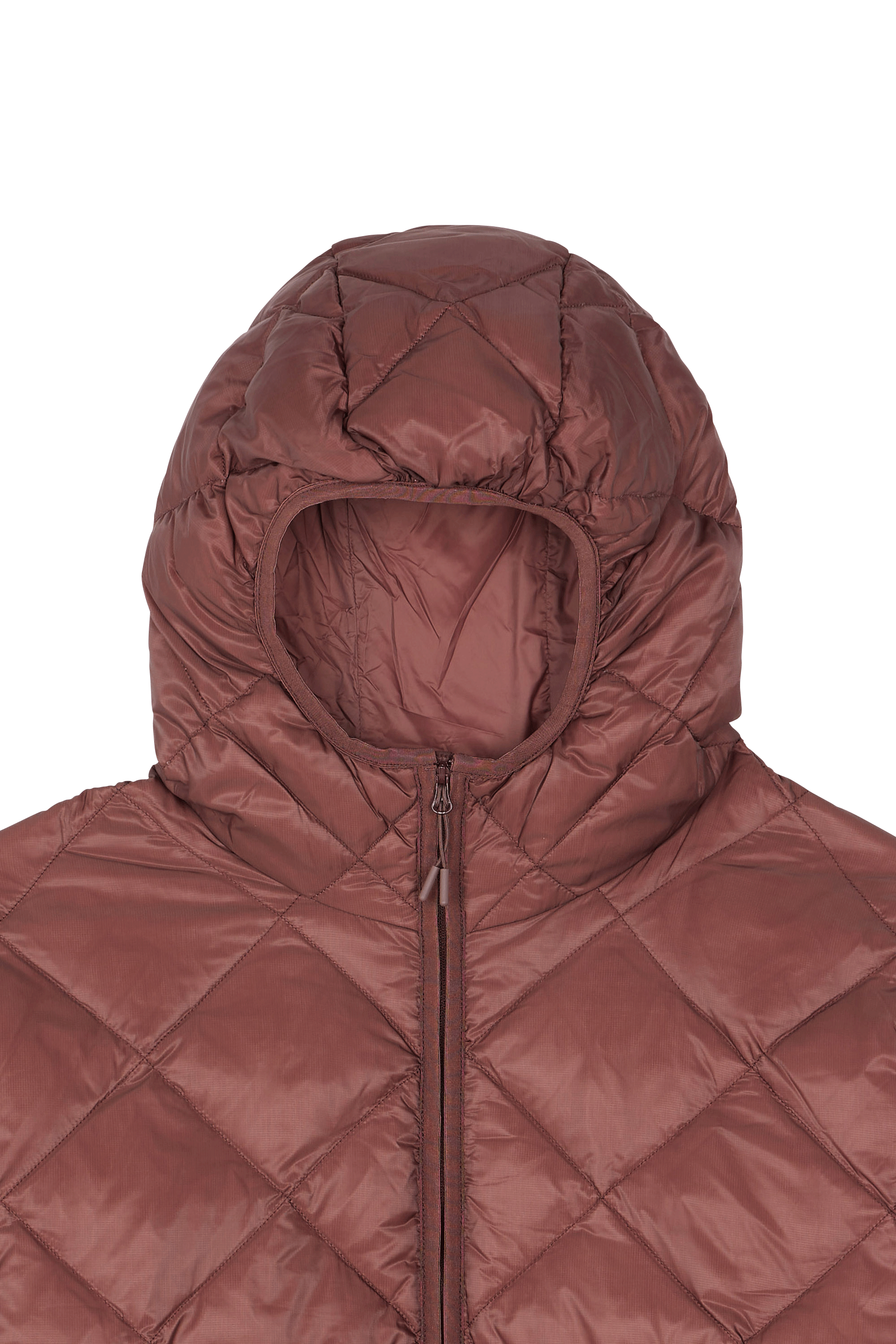 Lightweight quilted padded jacket with high neck Brown