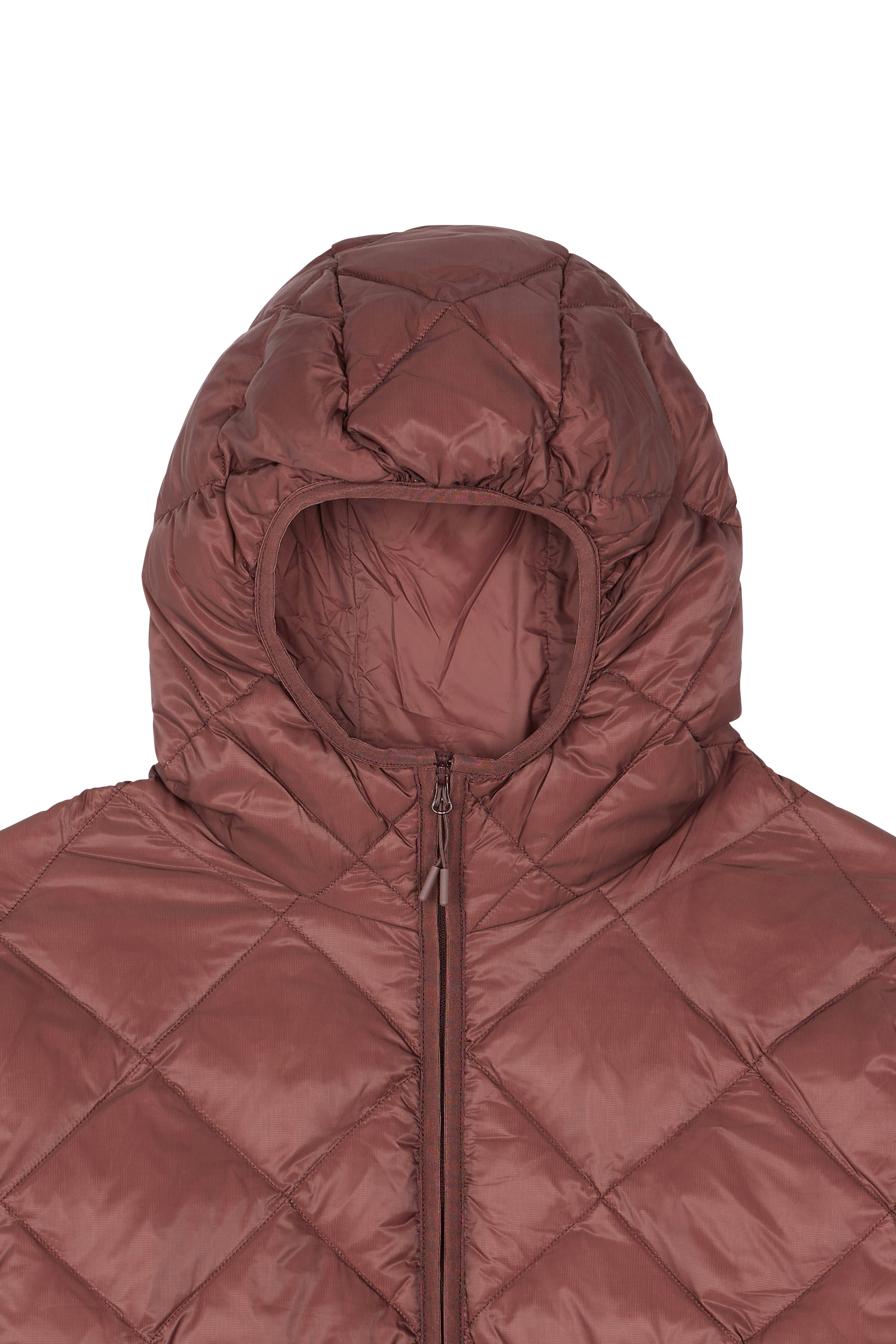 Lightweight quilted padded jacket with high neck Brown