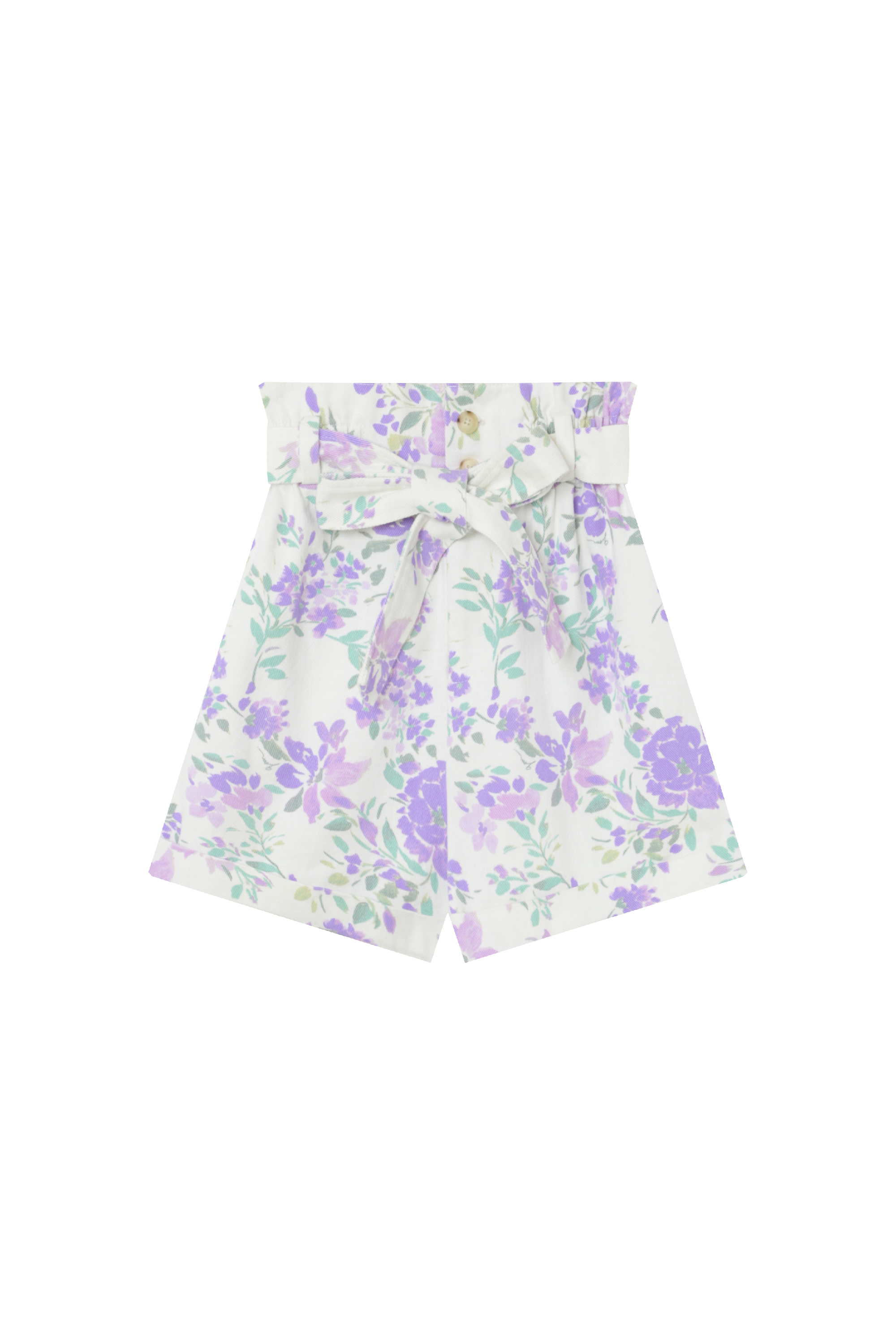 Short taille haute imprimé à ceinturer en coton Multicolore