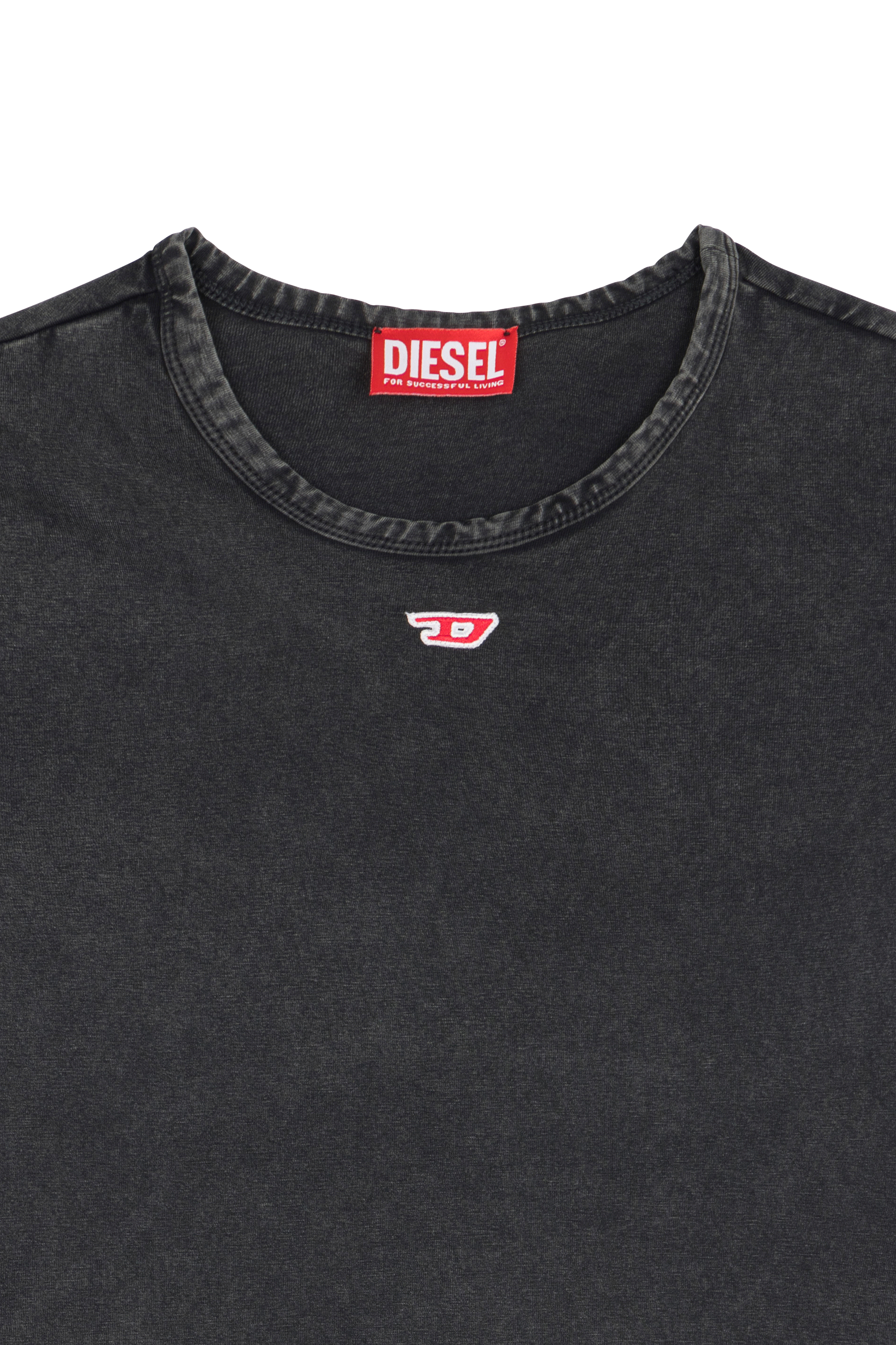 Regular-fit round-neck cotton T-shirt Black