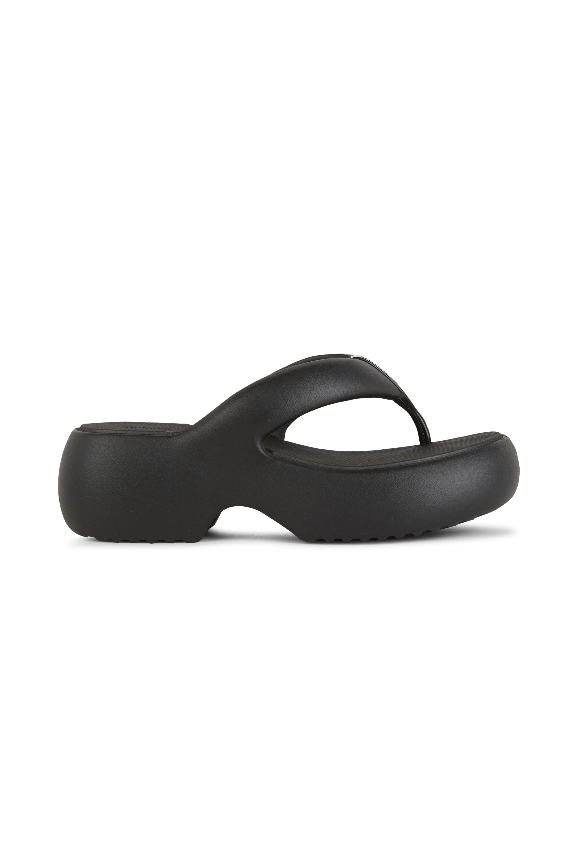 Flat furry sheepskin sandals Black