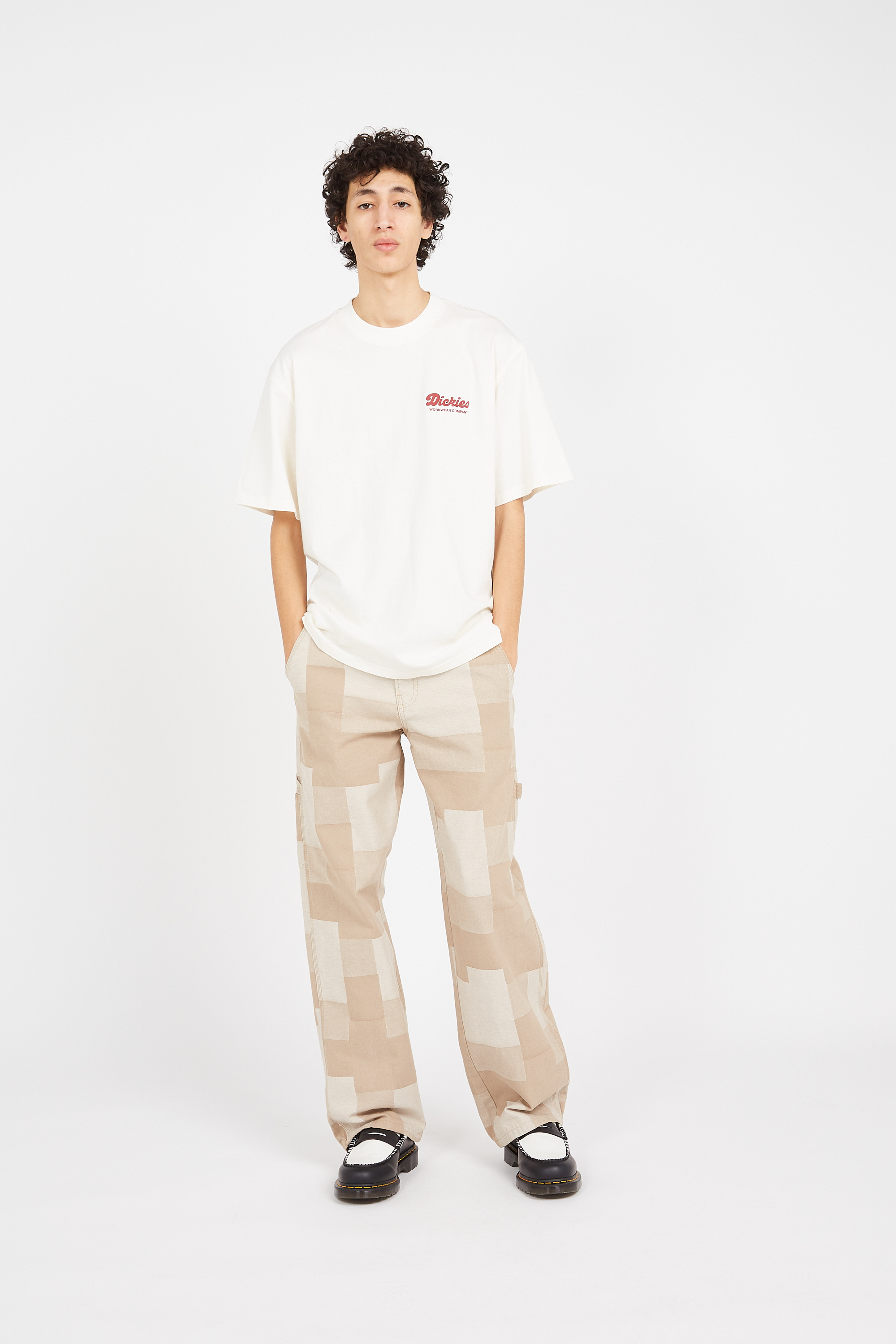Regular-fit round-neck cotton T-shirt Beige