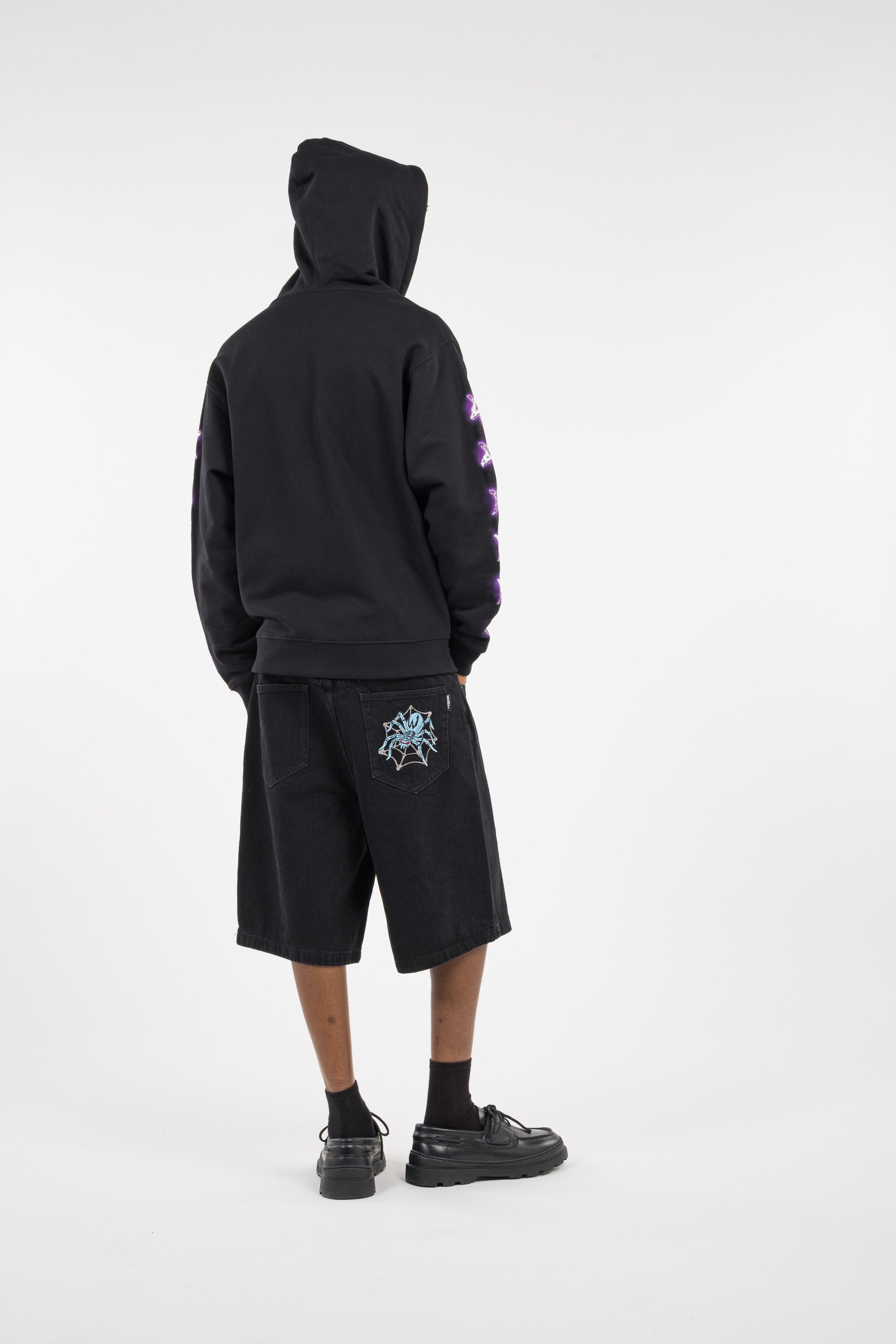 Regular-fit zip-up cotton-blend hoodie with Pony Player | Black by WASTED Regular-fit zip-up cotton-blend hoodie with Pony Player Black