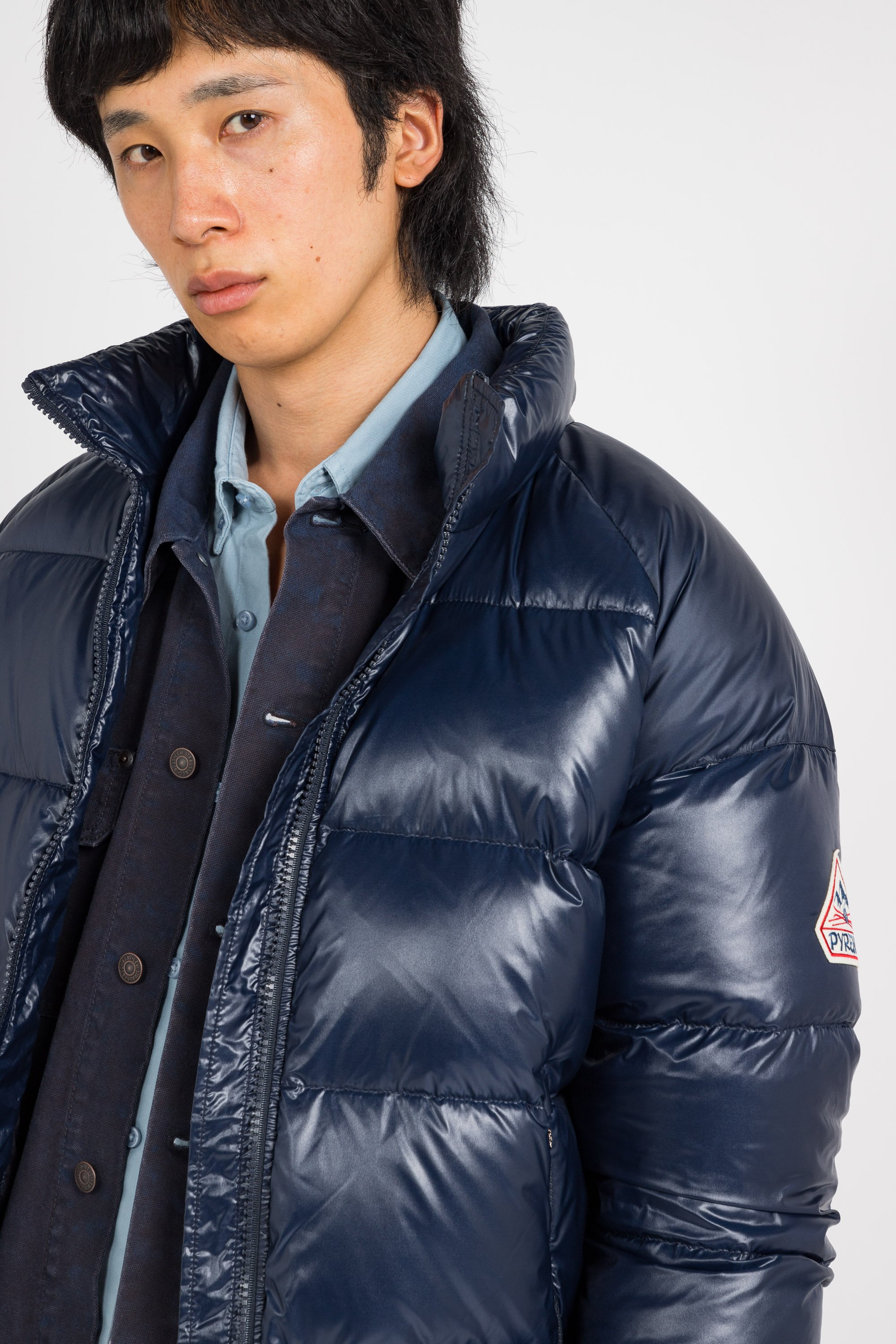 Lightweight quilted padded jacket with high neck | Blue PYRENEX Men