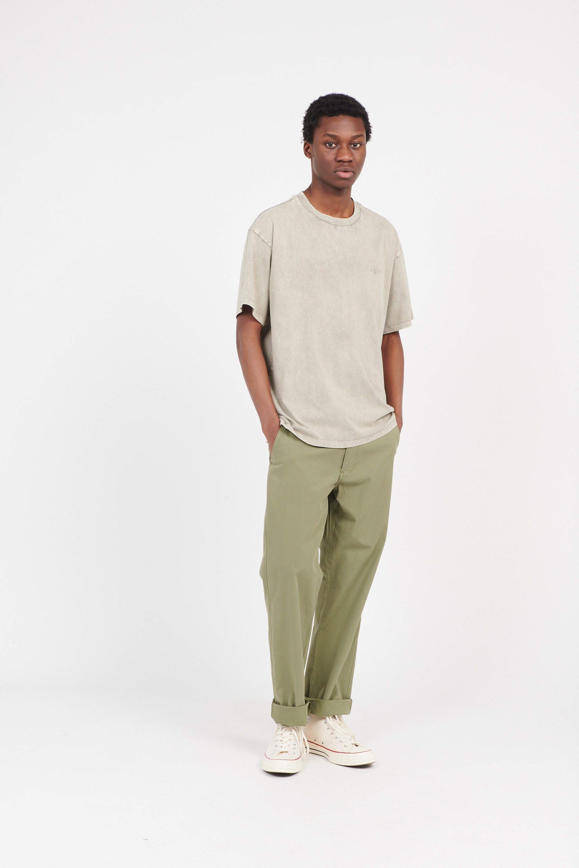 Regular-fit round-neck cotton T-shirt Grey