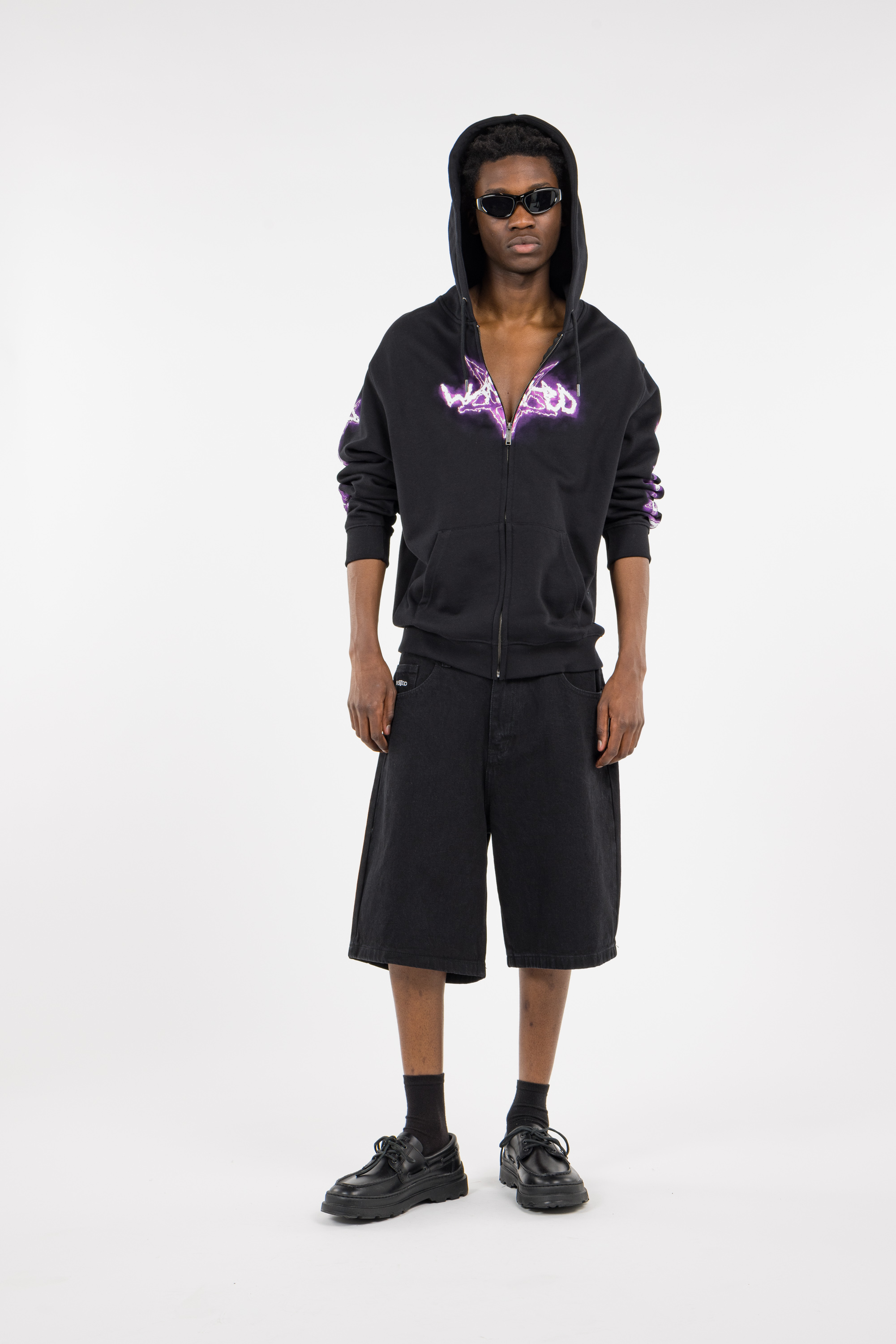 Regular-fit zip-up cotton-blend hoodie with Pony Player Black