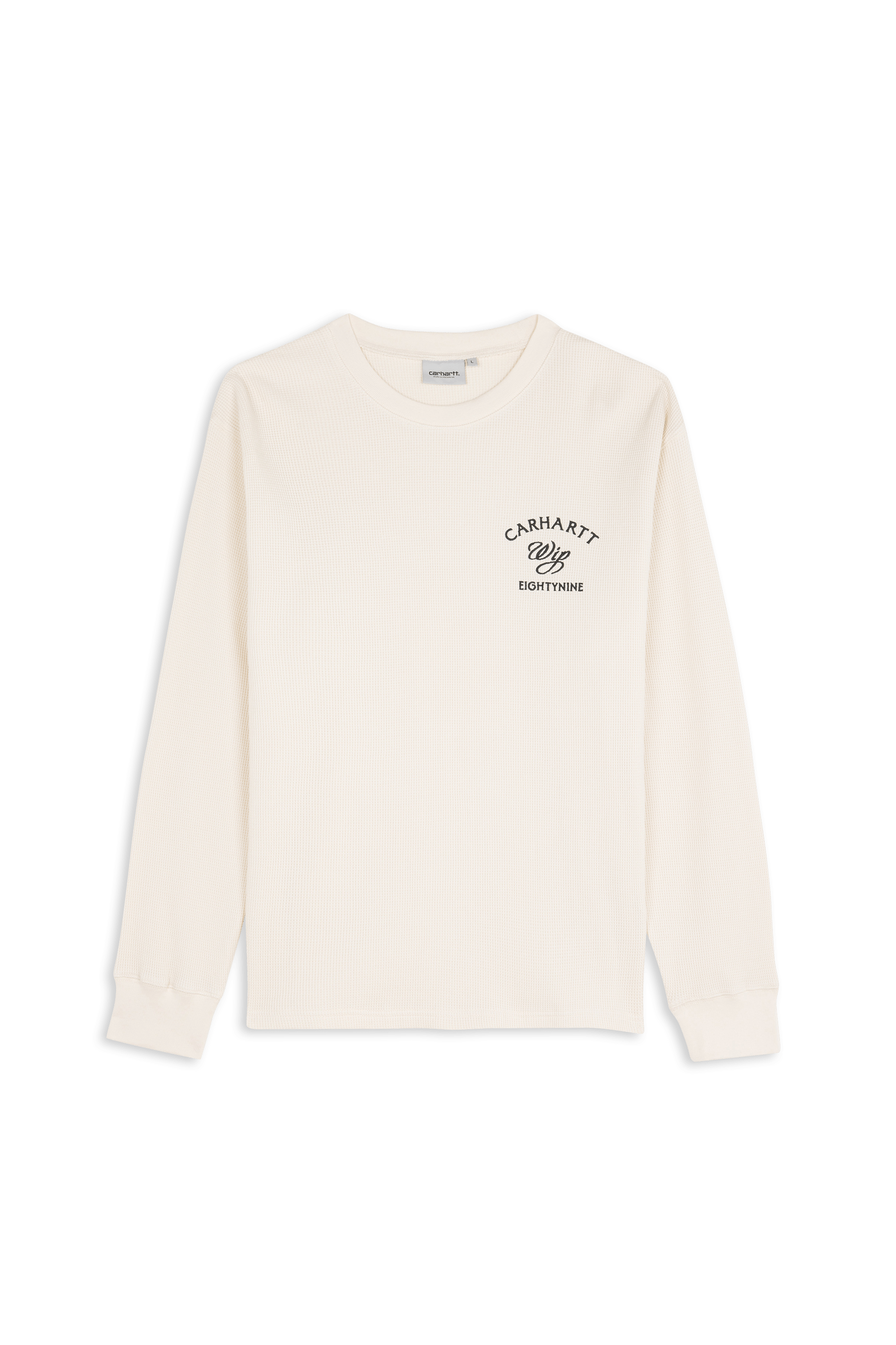 T-shirt L/S Eightynine Waffle T-Shirt Natural / black