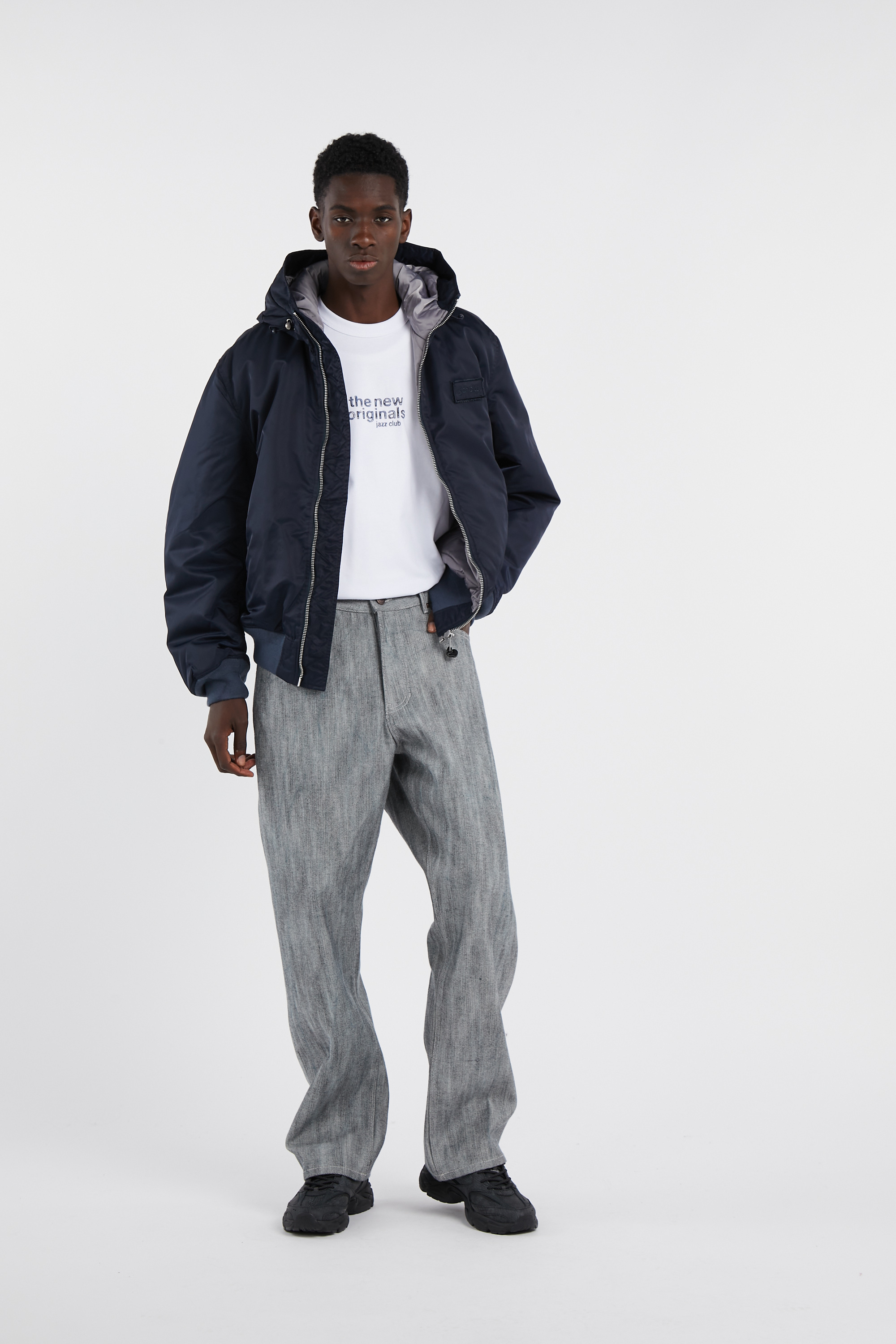 Lightweight quilted padded jacket with high neck Blue