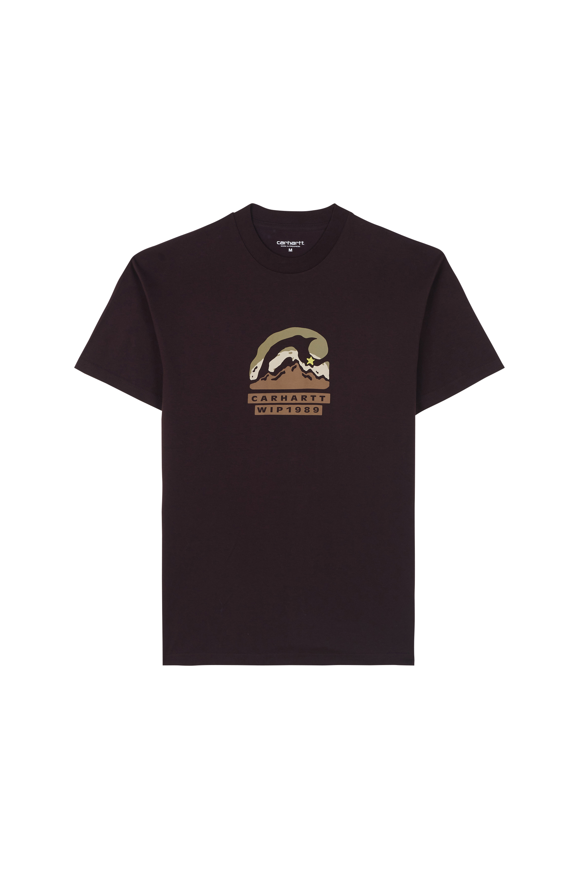 Regular-fit round-neck cotton T-shirt Brown