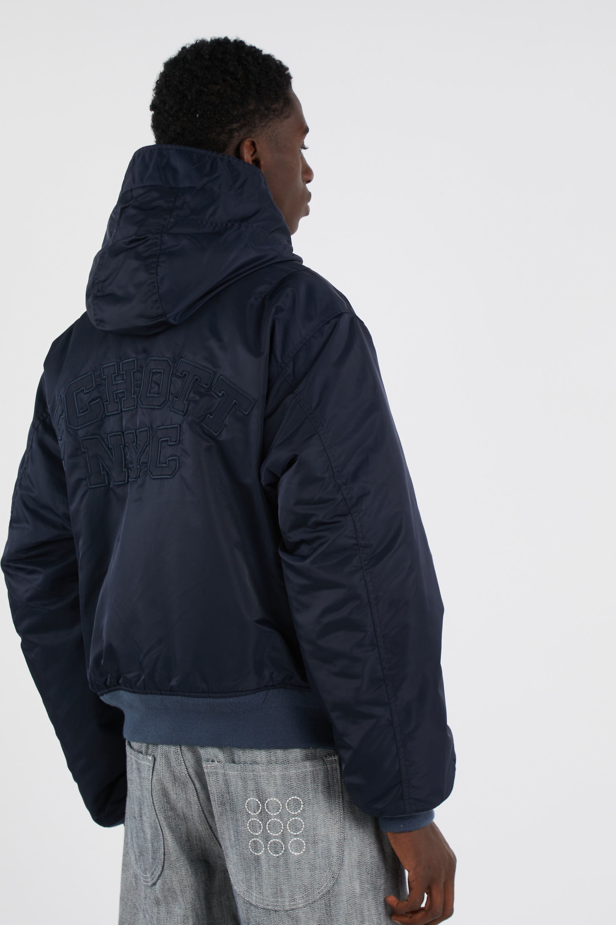 Lightweight quilted padded jacket with high neck Blue