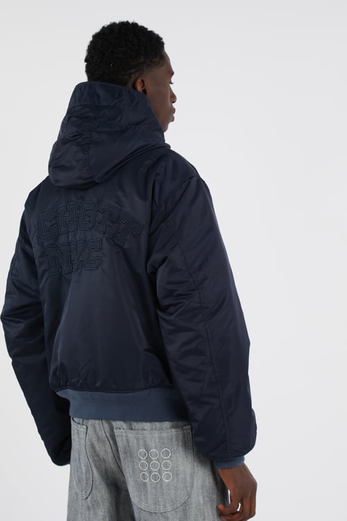 SCHOTT Lightweight quilted padded jacket with high neck Blue