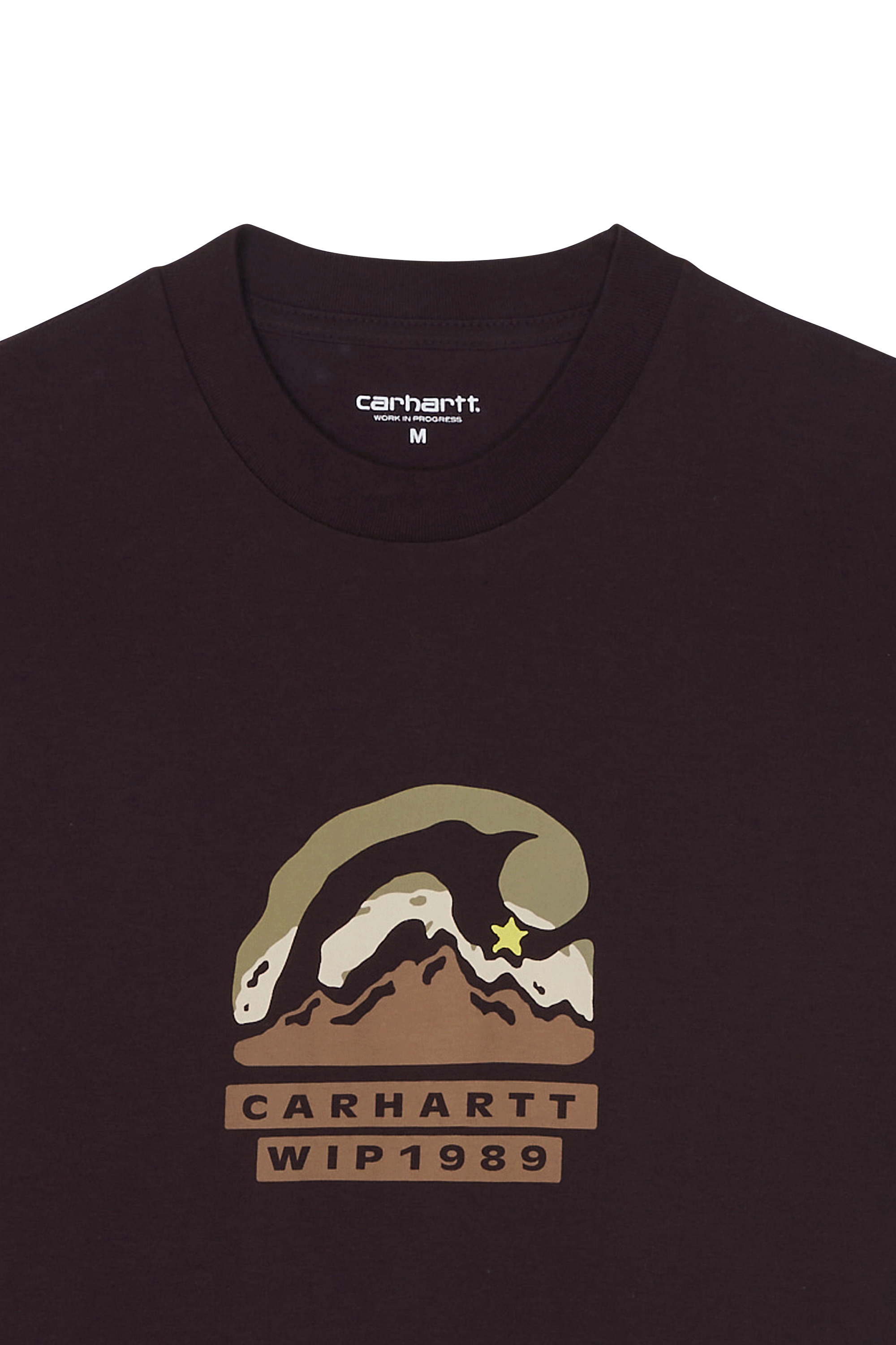 Regular-fit round-neck cotton T-shirt Brown