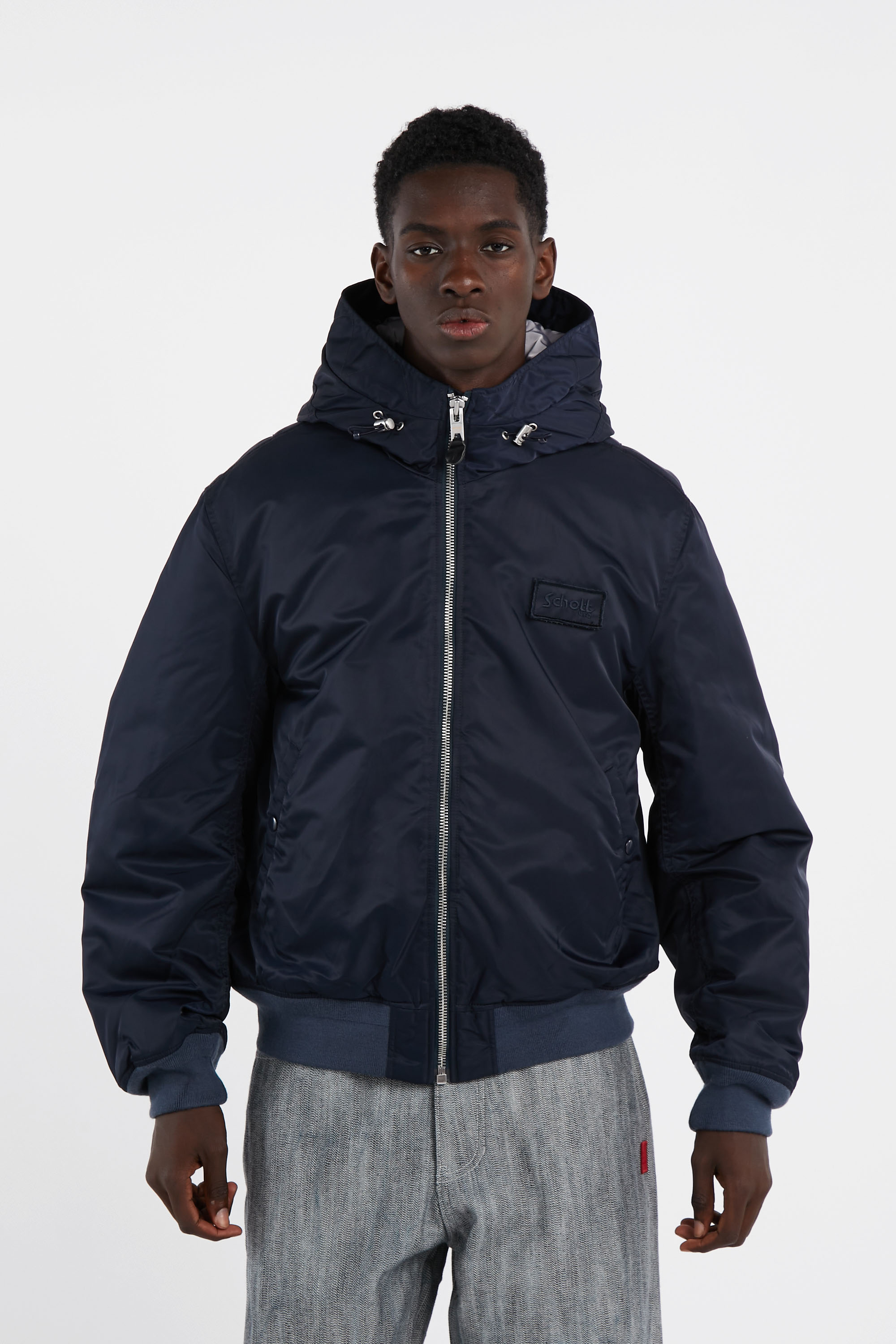 Lightweight quilted padded jacket with high neck Blue