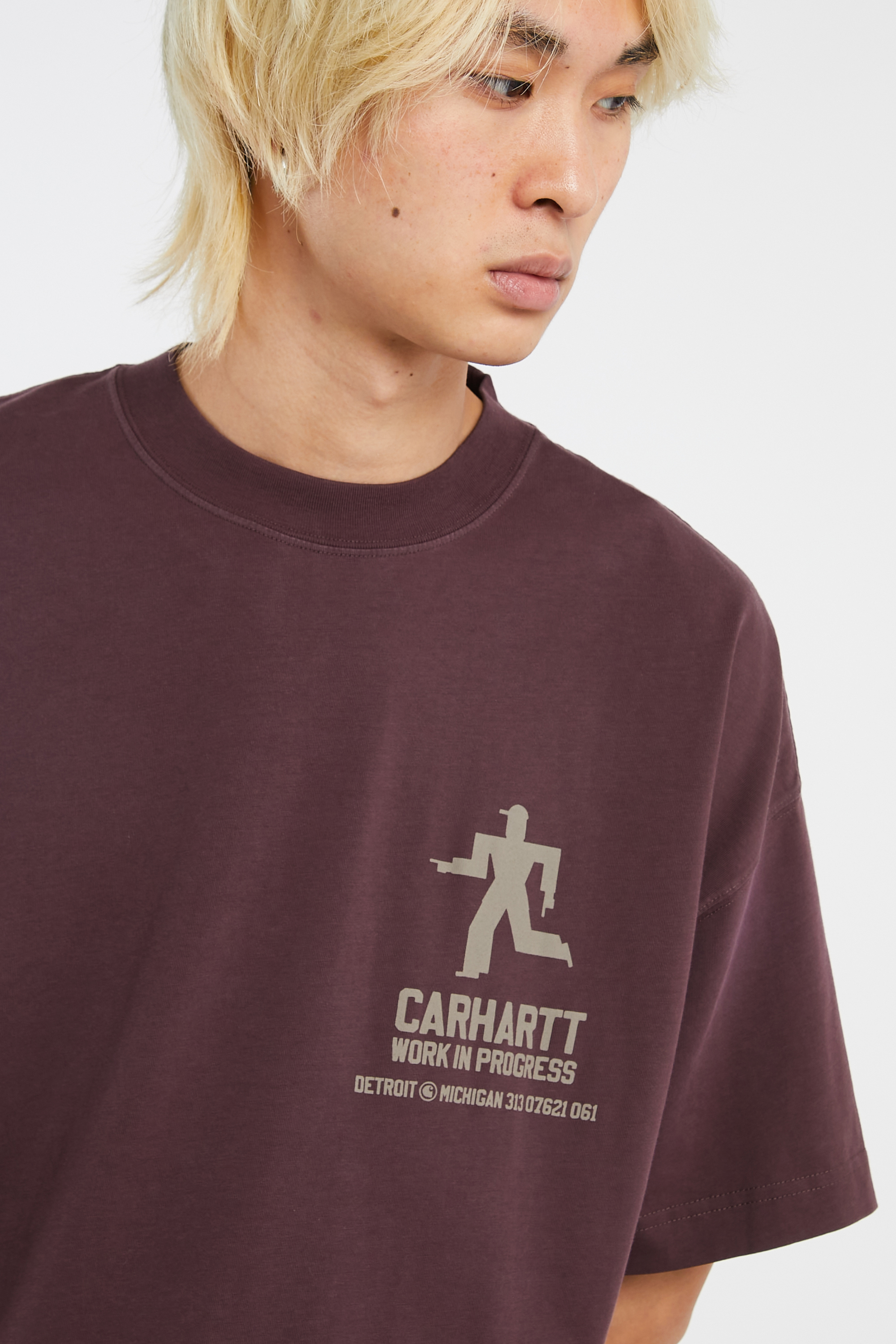Regular-fit round-neck cotton T-shirt Brown