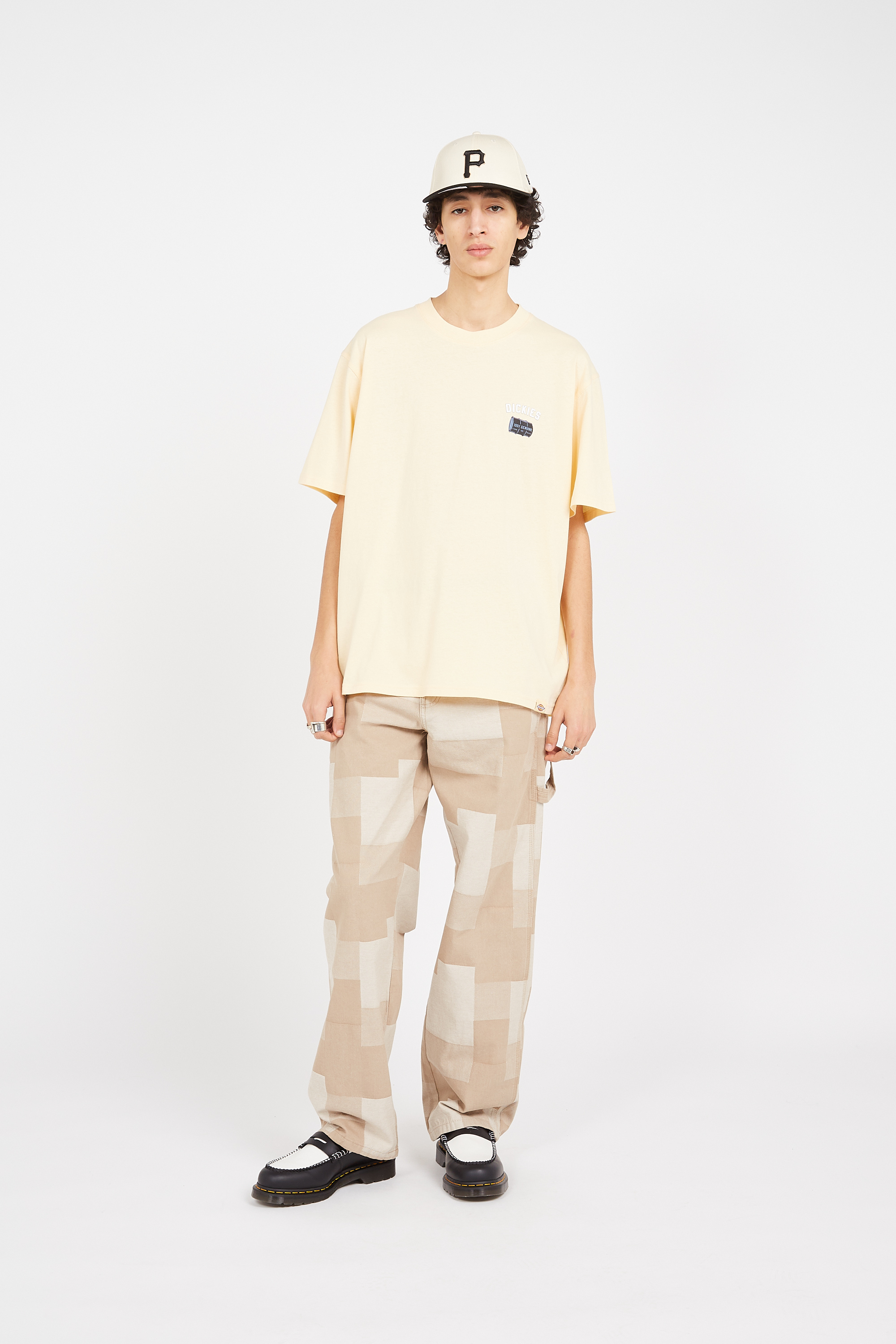 Regular-fit round-neck cotton T-shirt Beige