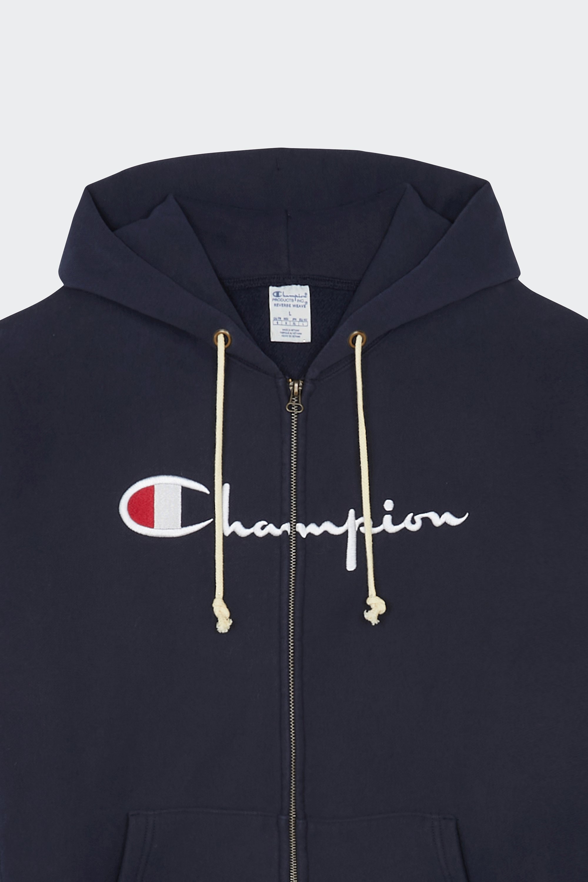 Regular-fit zip-up cotton-blend hoodie with Pony Player | Blue by CHAMPION Regular-fit zip-up cotton-blend hoodie with Pony Player Blue