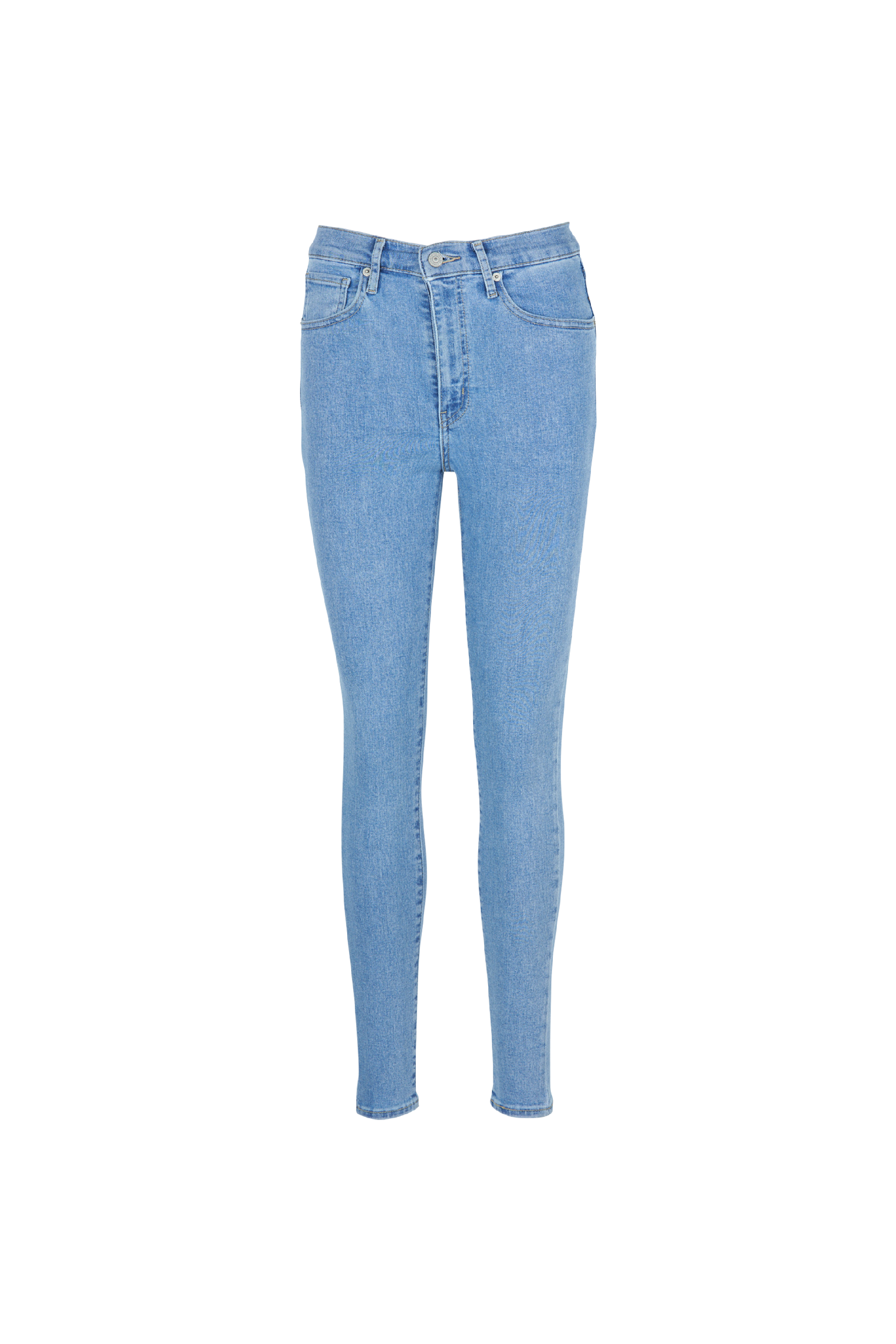 Jean skinny taille haute en coton mélangé Bleu