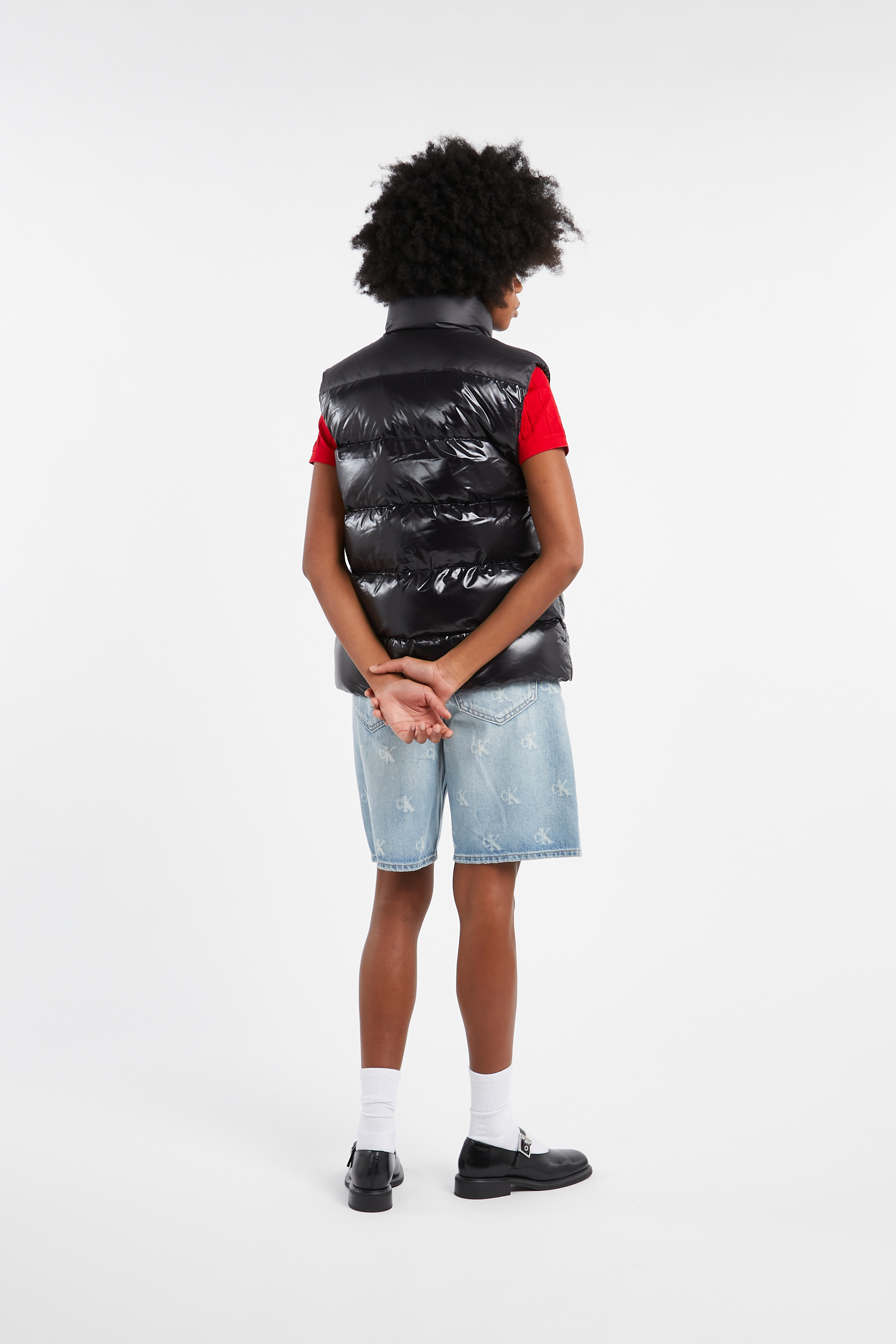 Lightweight quilted padded jacket with high neck Black