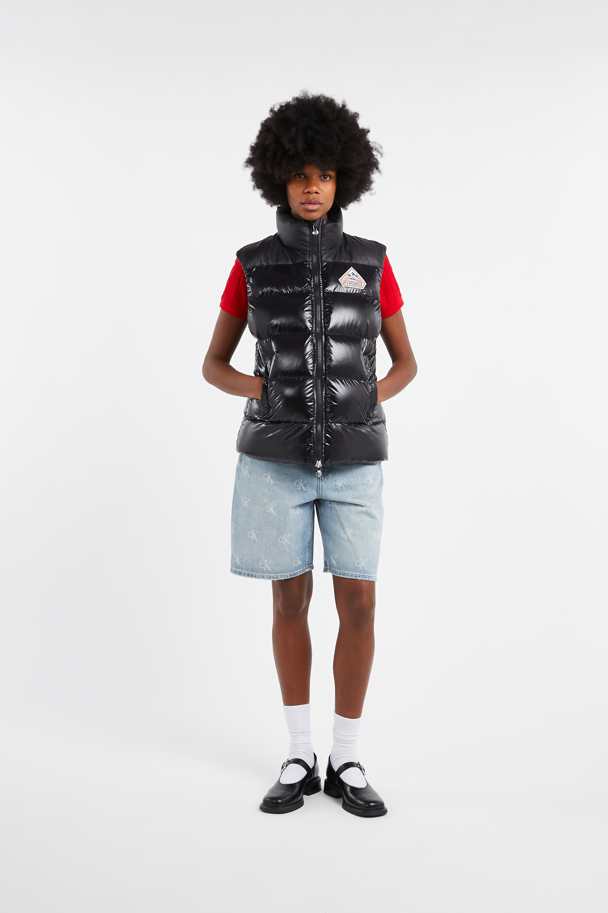 Lightweight quilted padded jacket with high neck Black