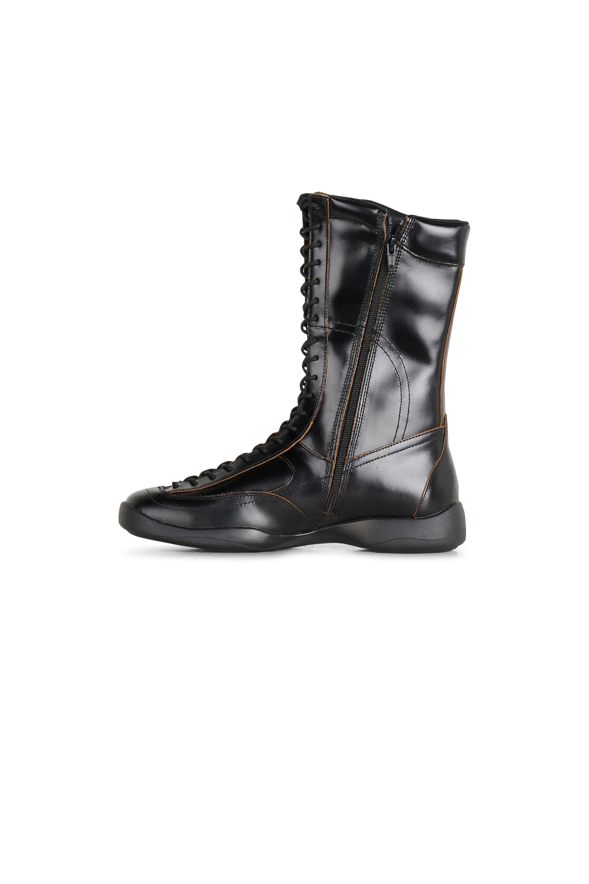 Heeled leather mid-calf boots Black