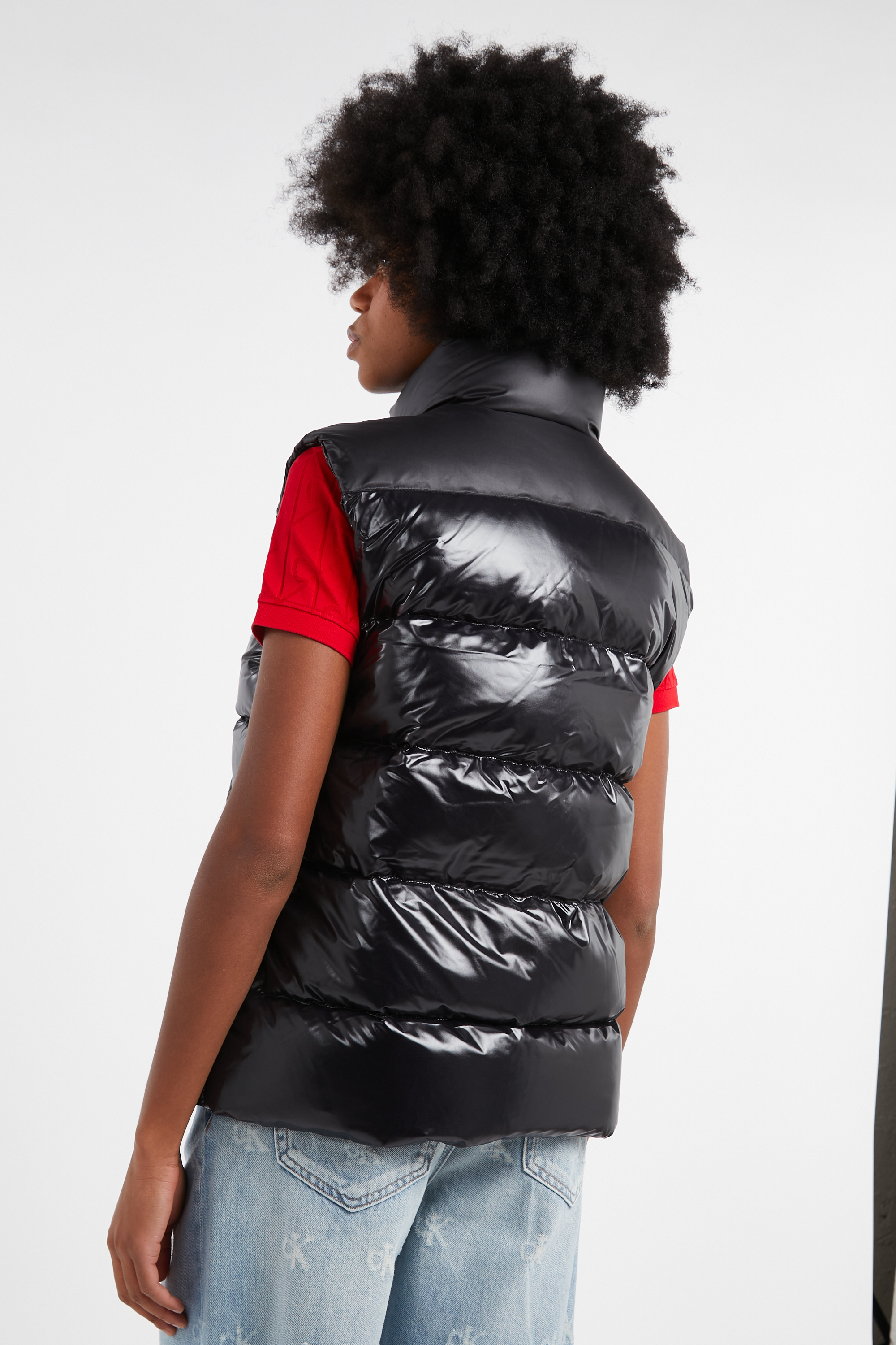 Lightweight quilted padded jacket with high neck Black