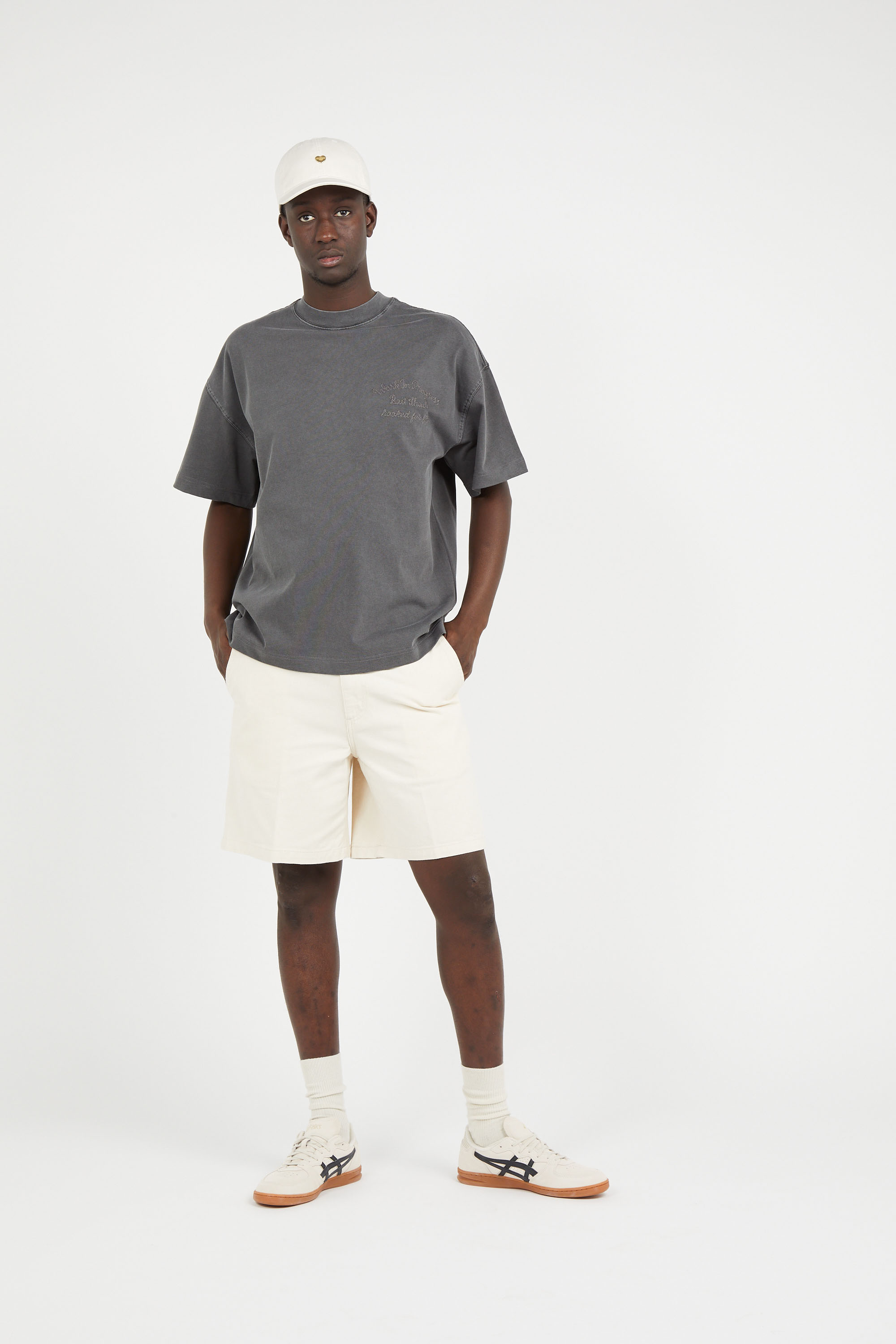 Regular-fit round-neck cotton T-shirt Black