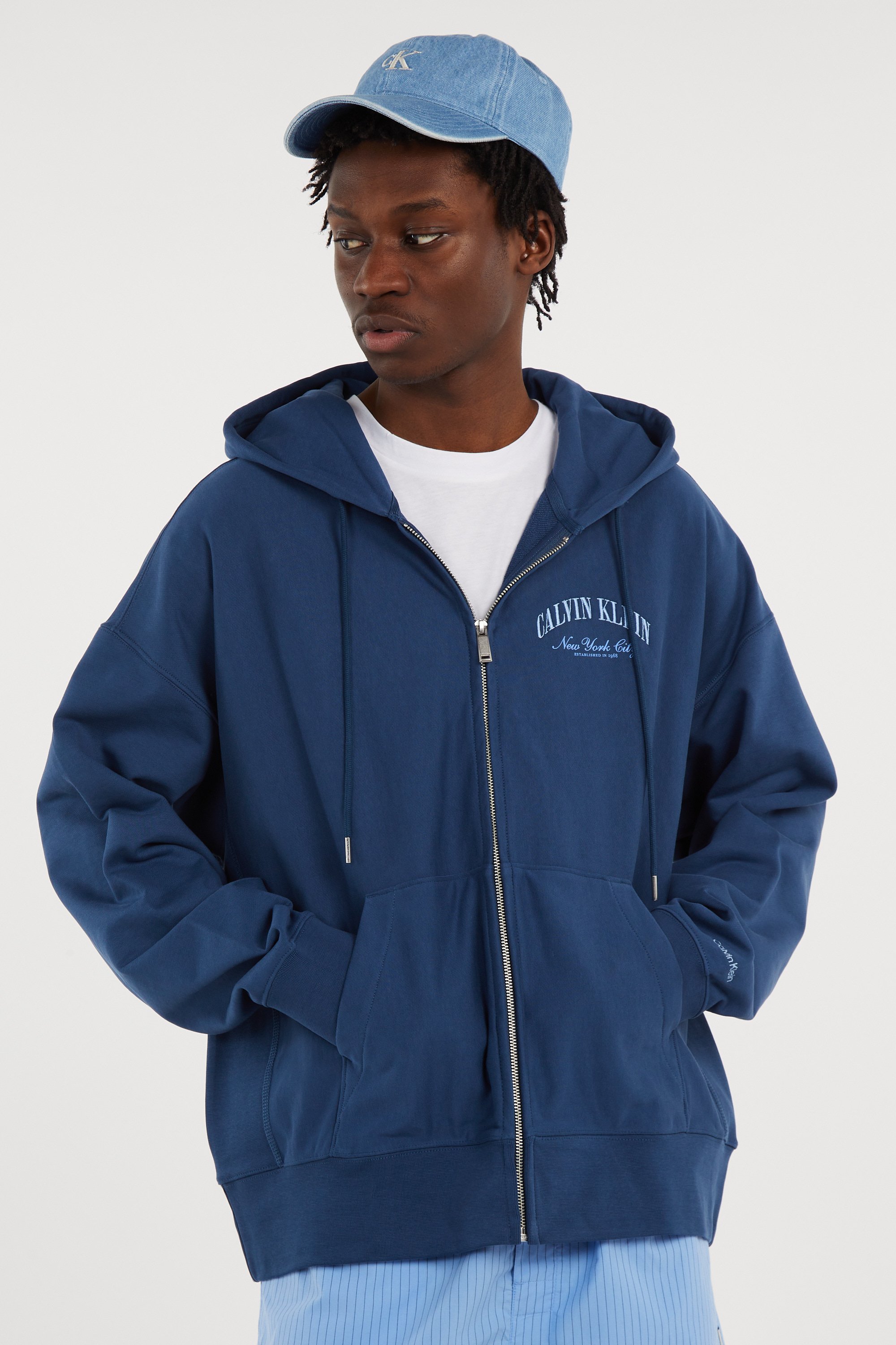 Hoodie zippé Bleu