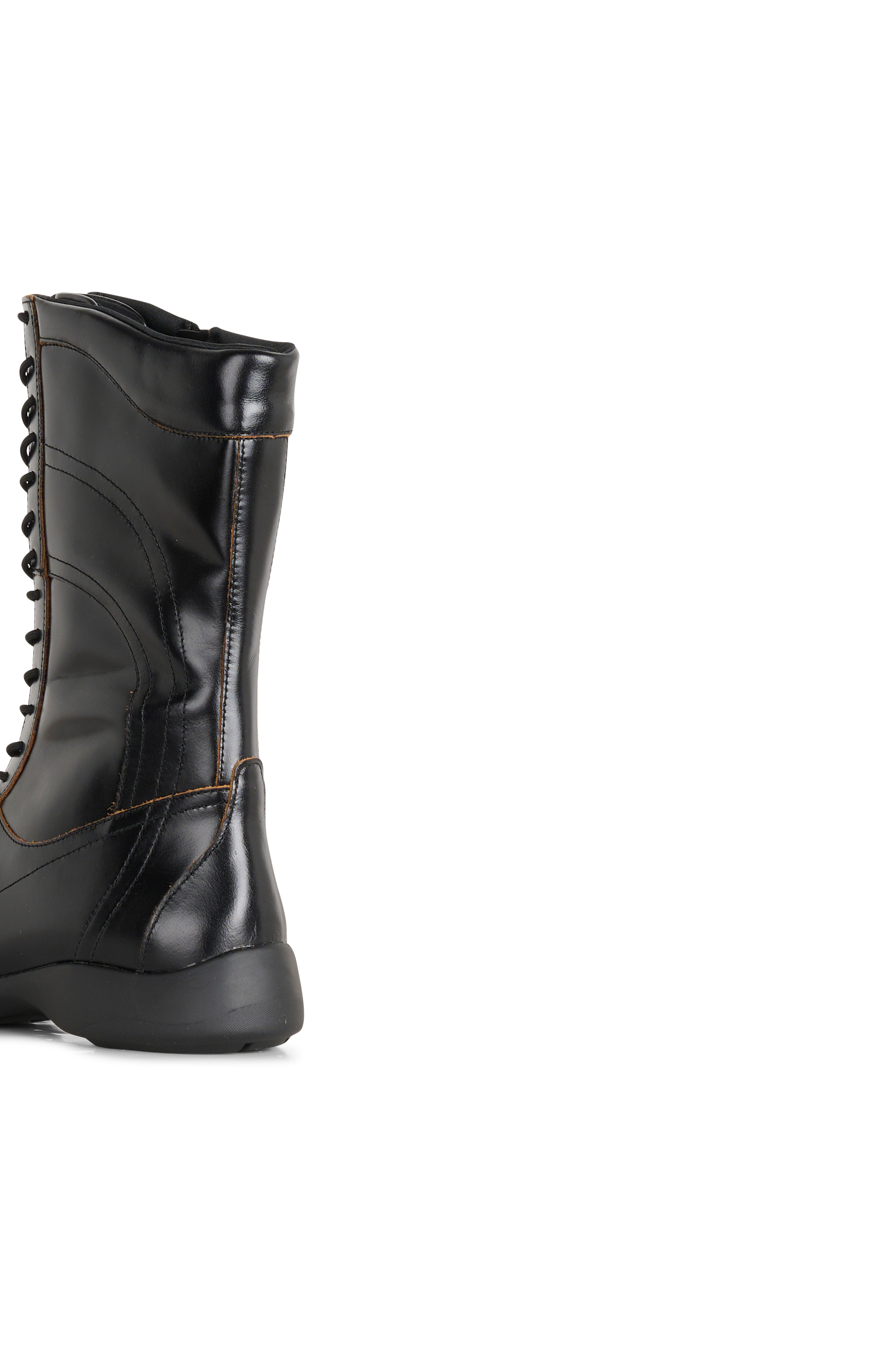 Heeled leather mid-calf boots Black