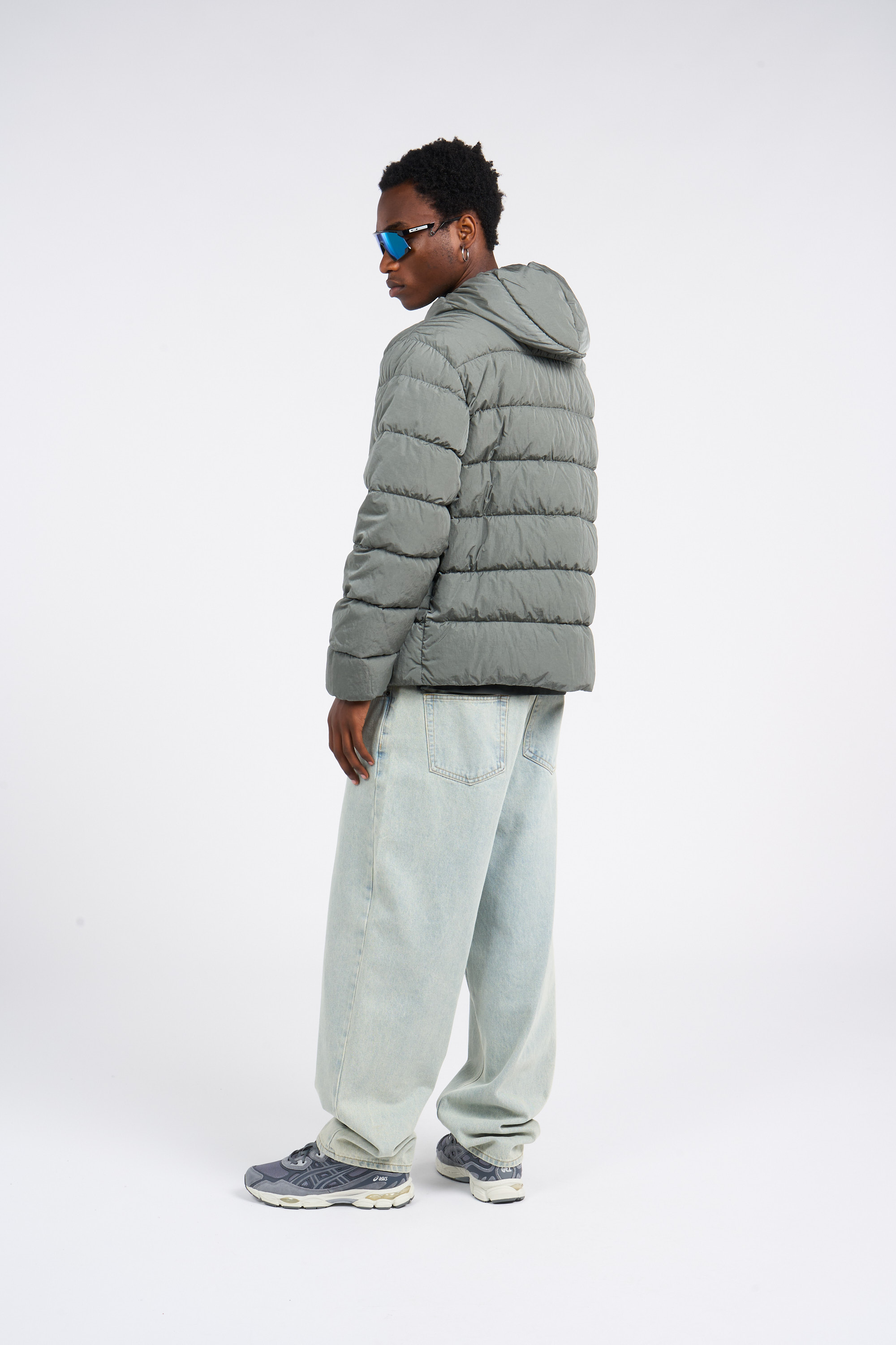 Lightweight quilted padded jacket with high neck Grey