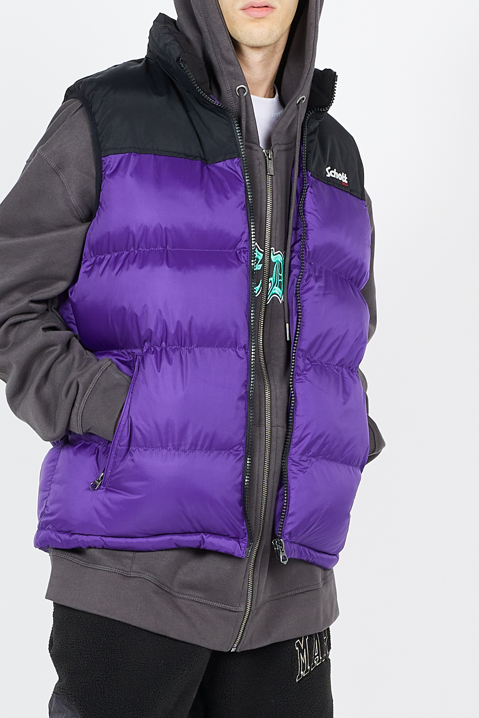 Doudoune col montant droite sans manches | Violet SCHOTT Homme