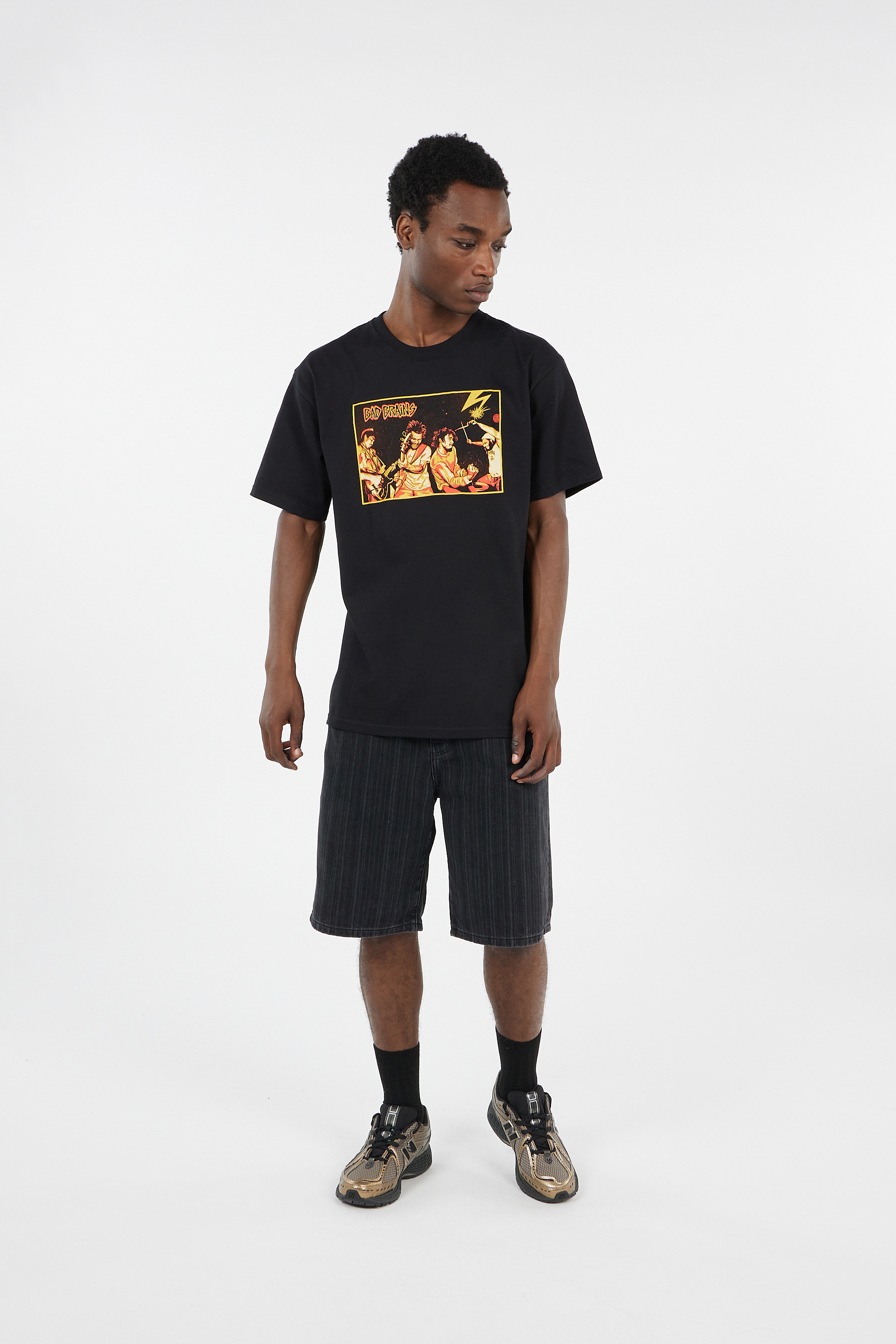 Regular-fit round-neck cotton T-shirt Black