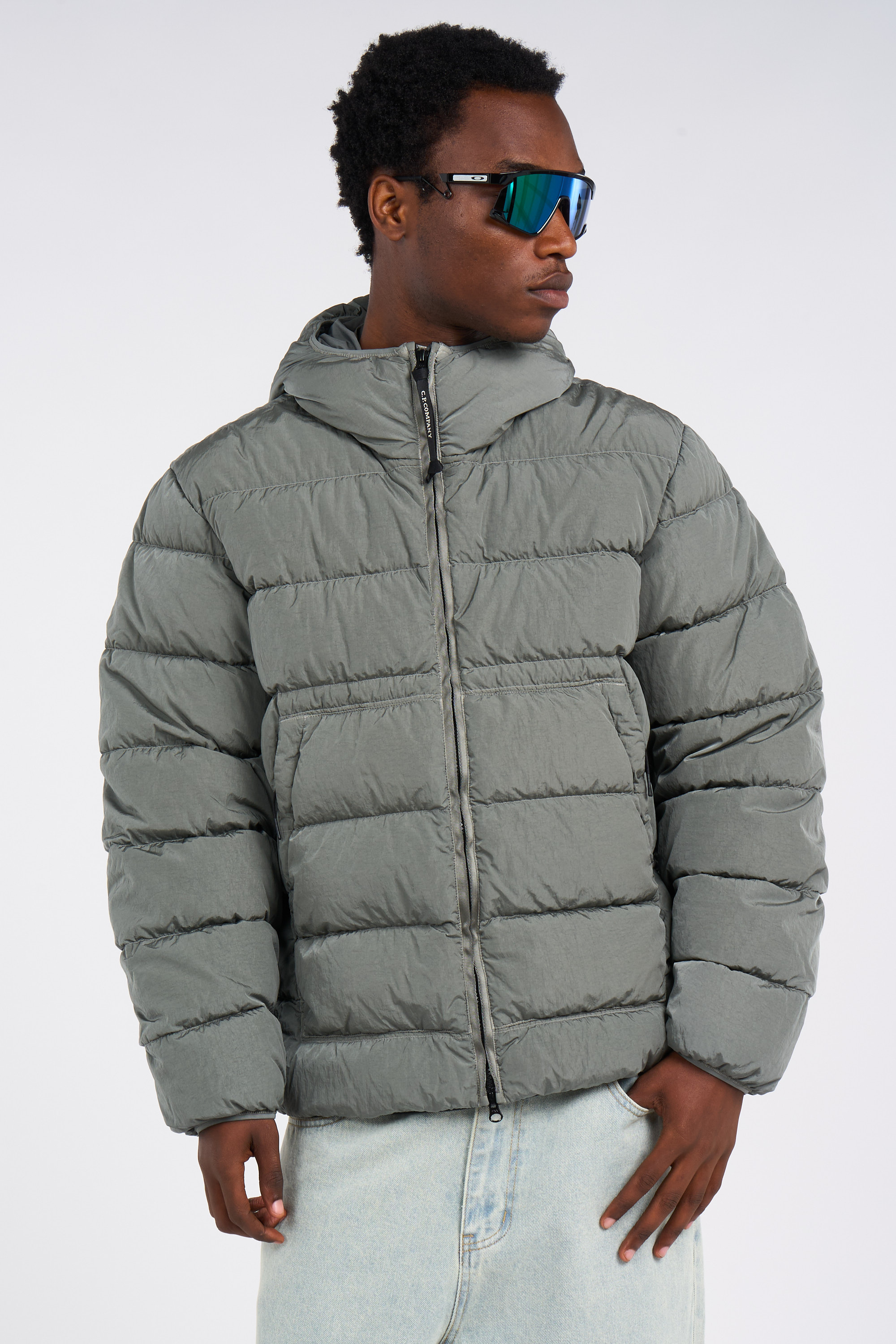 Lightweight quilted padded jacket with high neck Grey